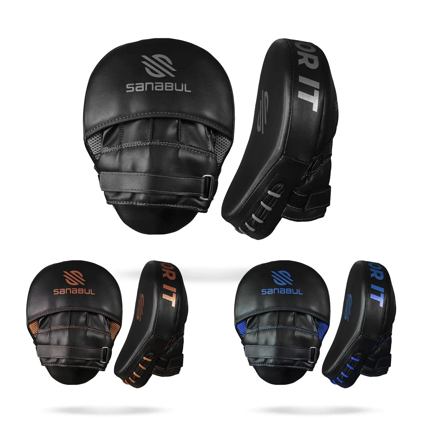 Sanabul Essential Curved Punching Mitts for Boxing, MMA Muay Thai Boxing Pads for Training, Punch Focus Mitts, Hand Pads Sparring Gear, Strike Shield The Champ Gear