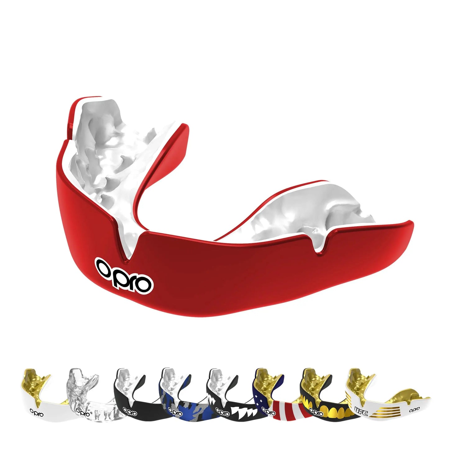 OPRO Instant Custom-Fit Sports Mouth Guard, Revolutionary Fitting Technology for Ultimate Comfort, Protection & Fit, Gum Shield, Dentist Mouthguard for Rugby, Boxing, Hockey, MMA (Gold Teeth, Adult) The Champ Gear