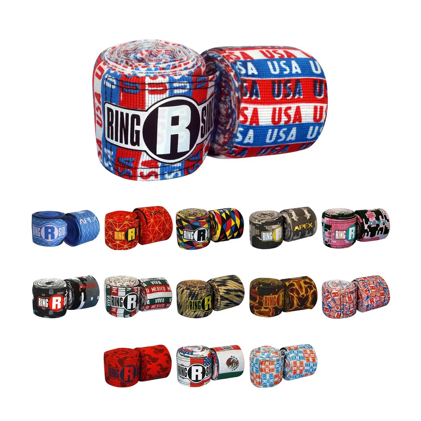 Ringside Apex 130” Boxing Hand Wraps Pair - Durable, Elastic Training Wraps with Hook & Loop Closure, Multi-Color Options, Perfect for MMA, Muay Thai, Kickboxing The Champ Gear