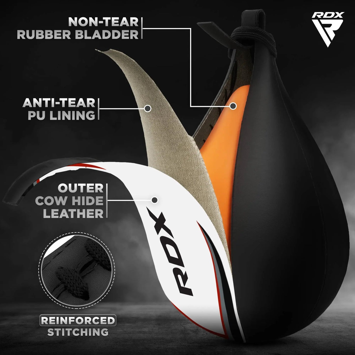 RDX Speed Bag Boxing Ball with Hanging Swivel Set, Genuine Leather Dodge Striking Mount Kit Heavy Duty, MMA Muay Thai Punching Fitness Workout Kicking Martial Arts Training The Champ Gear