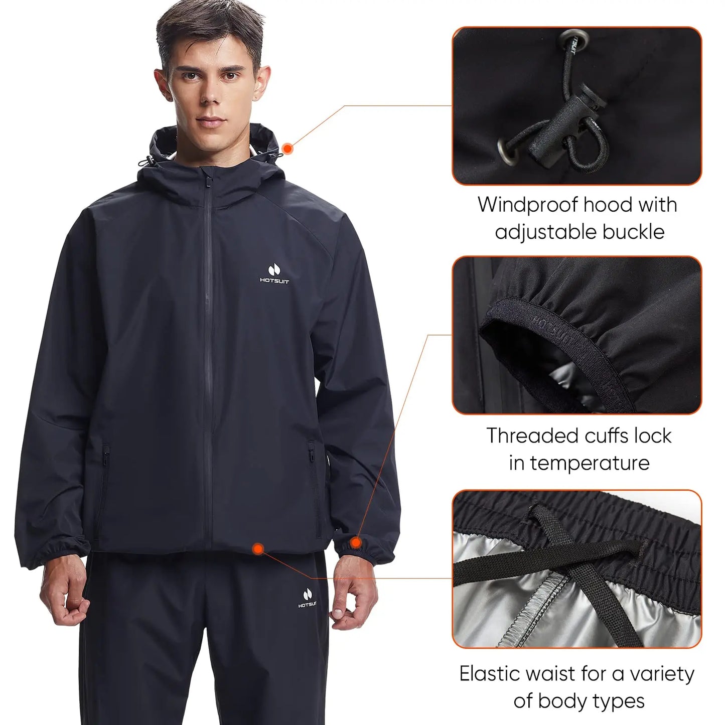 HOTSUIT Sauna Suit for Men Weight Loss Sweat Suit Boxing Exercise Sweat Sauna Jacket Pants - The Champ Gear
