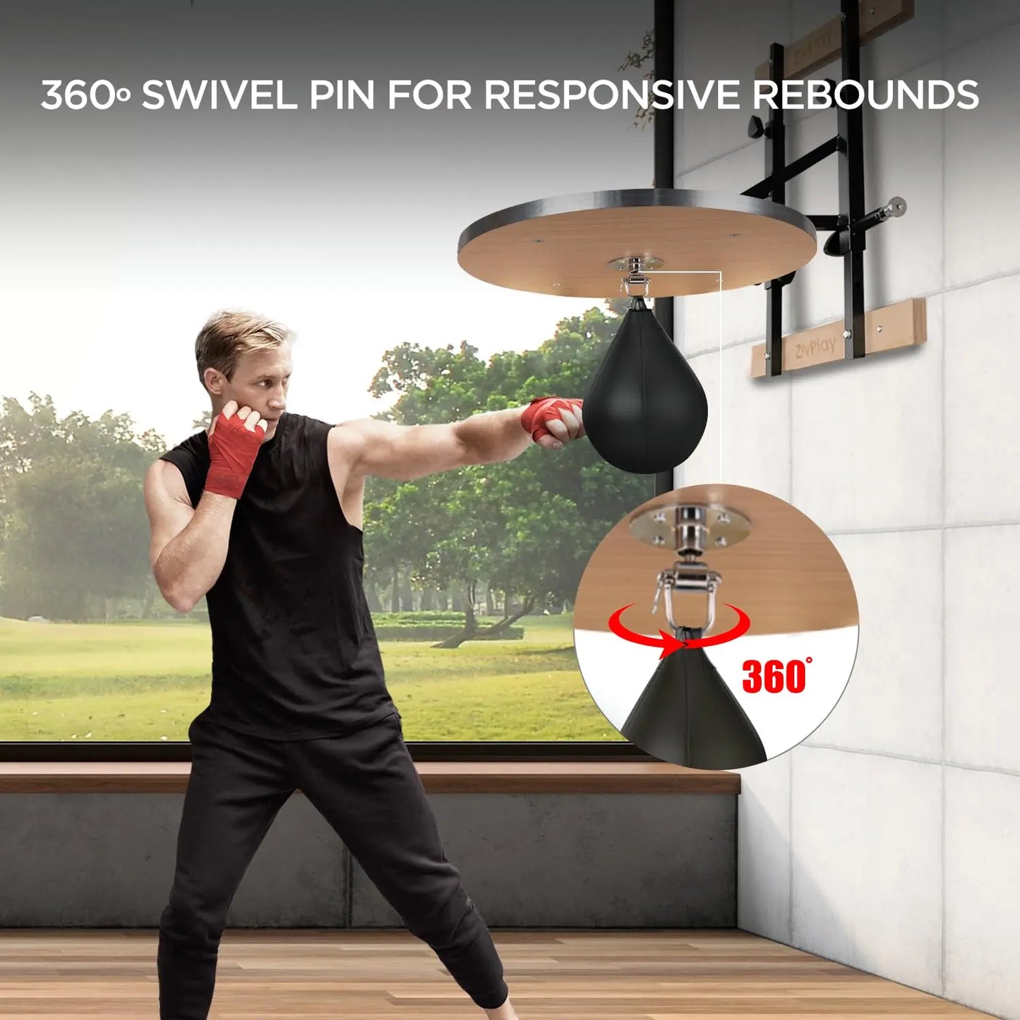 Speed Bag Platform Speed Bag Stand for Boxing Speed Bag Mount for Punching Practice Height Adjustable Includes Speed Bag and Air Pump 360° Swivel 24 Inch Board 1.5 Inch Thick The Champ Gear