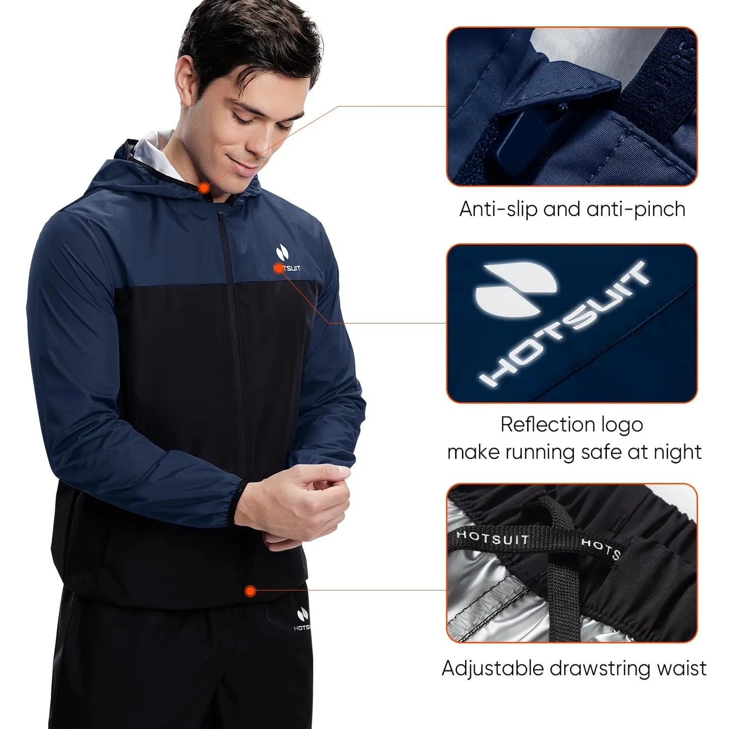 HOTSUIT Men's Sauna Suit - Full Body Sweat Jacket & Pants - The Champ Gear