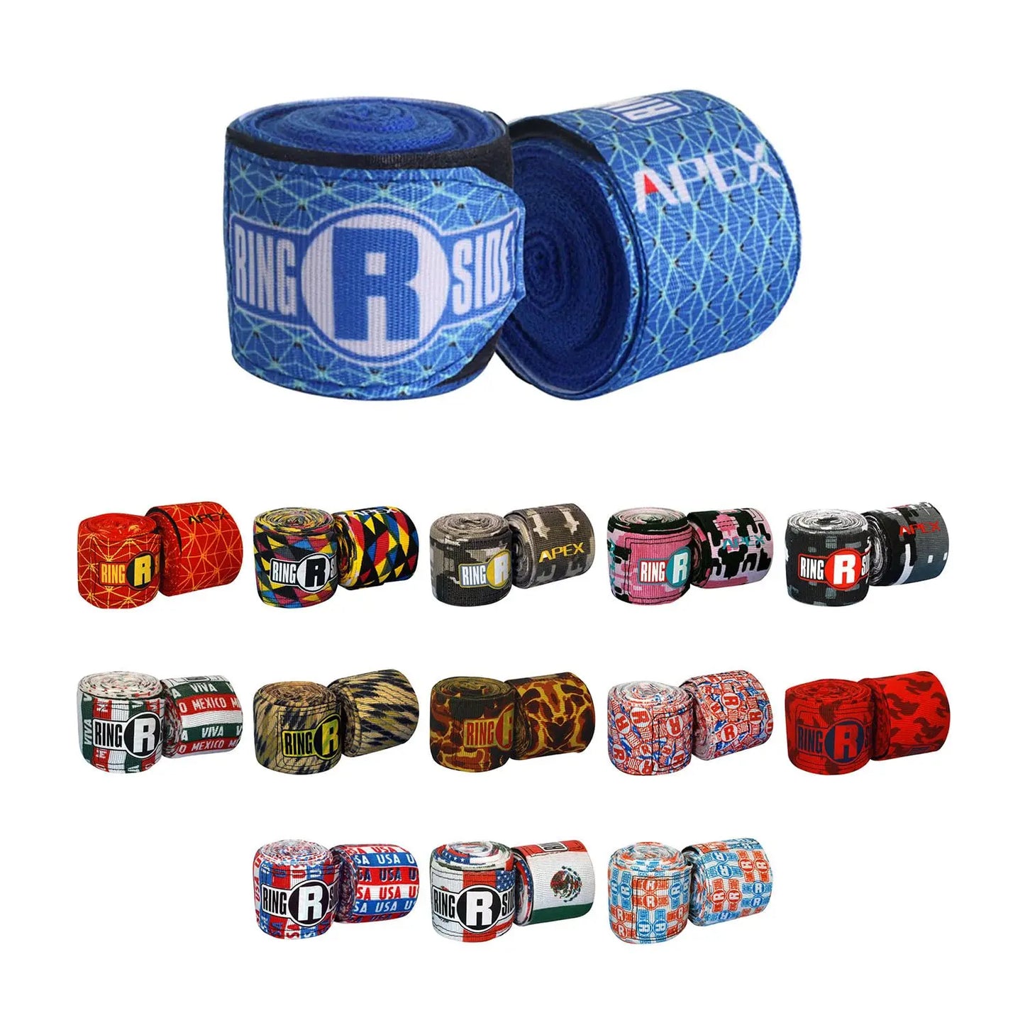 Ringside Apex 130” Boxing Hand Wraps Pair - Durable, Elastic Training Wraps with Hook & Loop Closure, Multi-Color Options, Perfect for MMA, Muay Thai, Kickboxing The Champ Gear