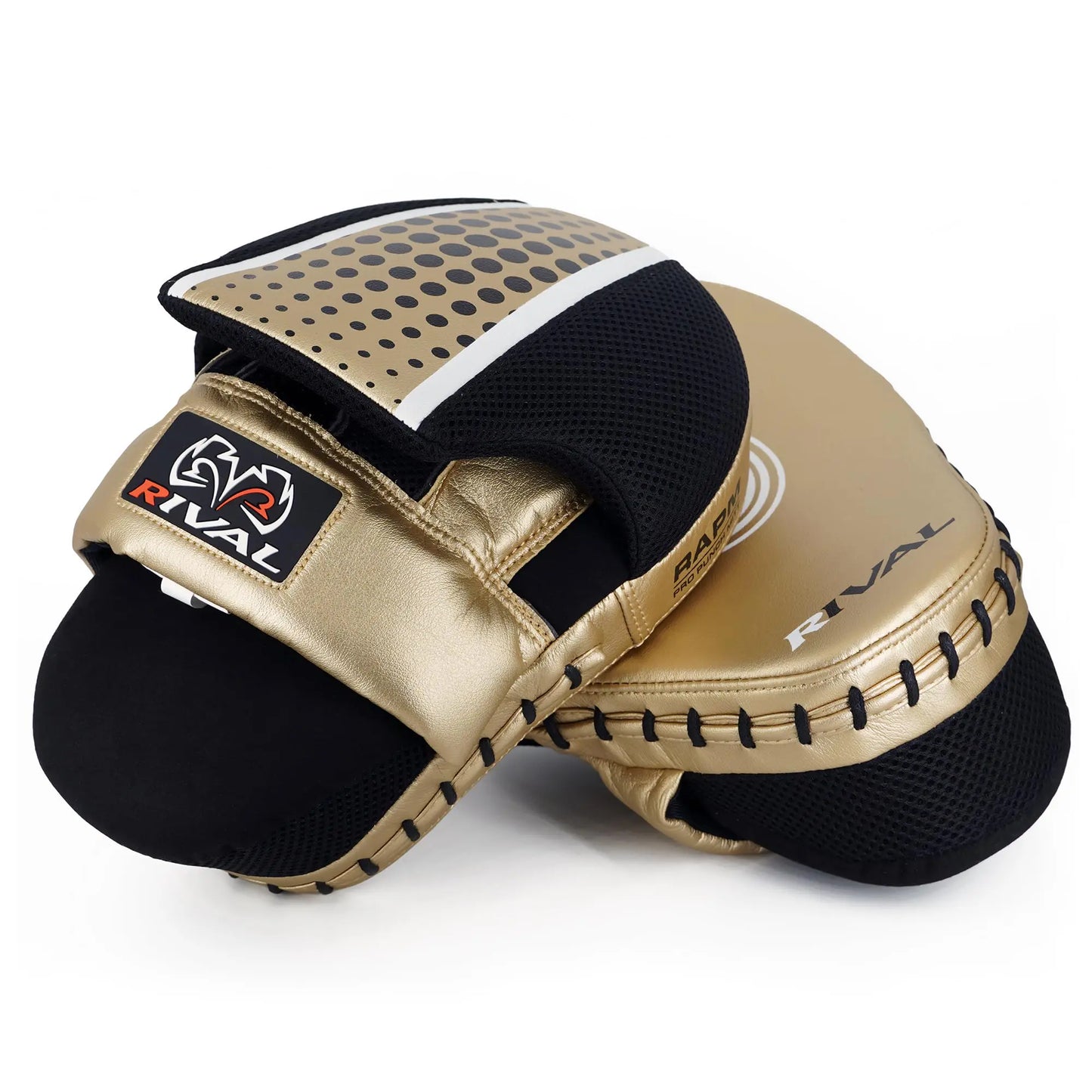RIVAL Boxing RAPM Pro Punch Mitts - Padded Finger Protector, Pre-Curved, High-Density, Impact-Resistant Foam, and Airflow System The Champ Gear