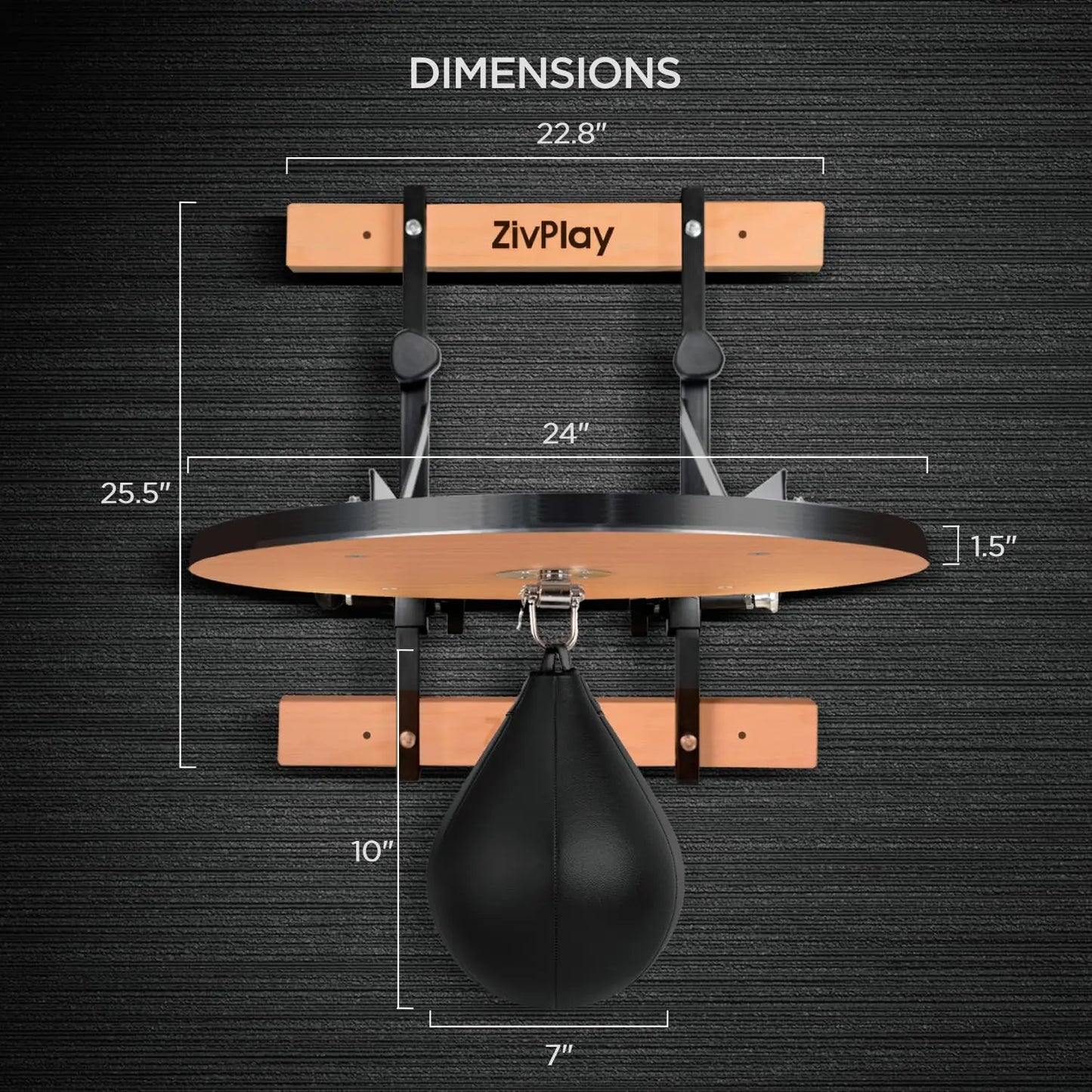 Speed Bag Platform Speed Bag Stand for Boxing Speed Bag Mount for Punching Practice Height Adjustable Includes Speed Bag and Air Pump 360° Swivel 24 Inch Board 1.5 Inch Thick The Champ Gear