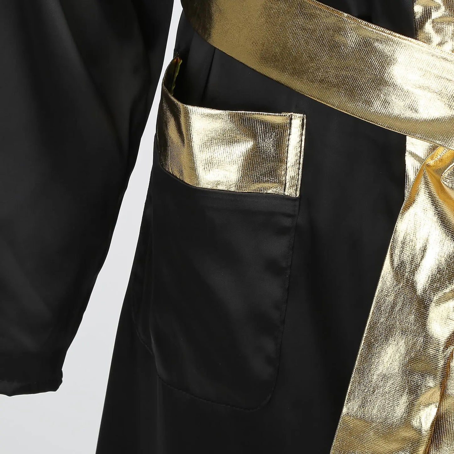 Colorful House Men Satin Black Boxing Robes Adult Boxing Halloween Costume Robe Boxer Costume Shorts with Belt The Champ Gear