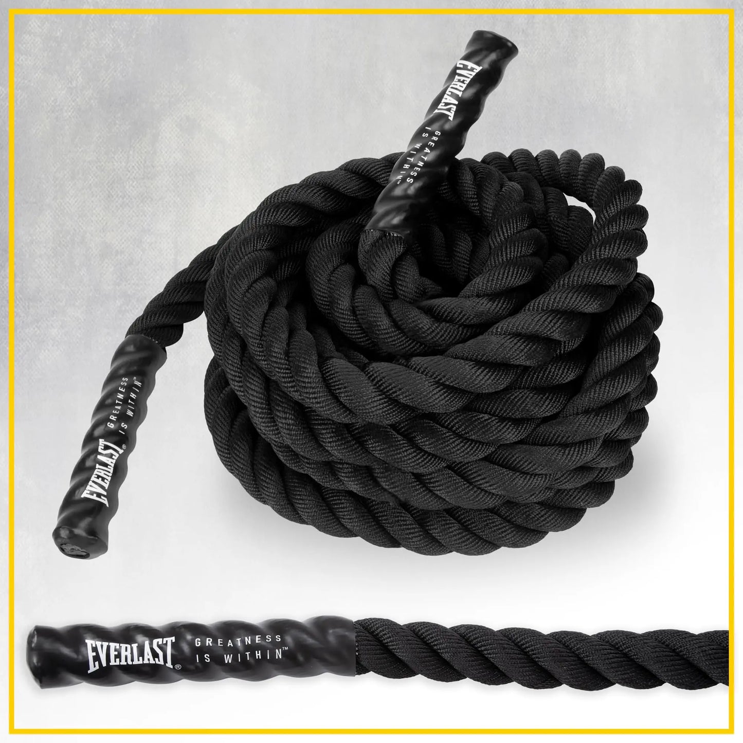 Everlast FIT 30-Foot Battle Rope - Durable Poly Dacron, Heat Shrink Grips, Wall Mount Included, Install in Home Gym - Gym Rope Ideal for Strength & Conditioning, Cardio Workout Equipment, Crossfit The Champ Gear