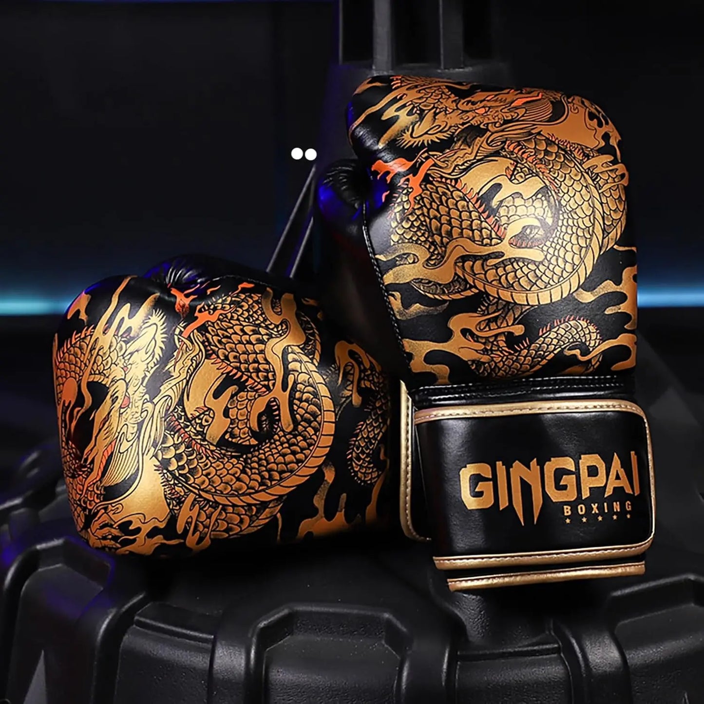 1pair Boxing Gloves Training Gloves for Men and Women (Black Golden, 12oz) The Champ Gear