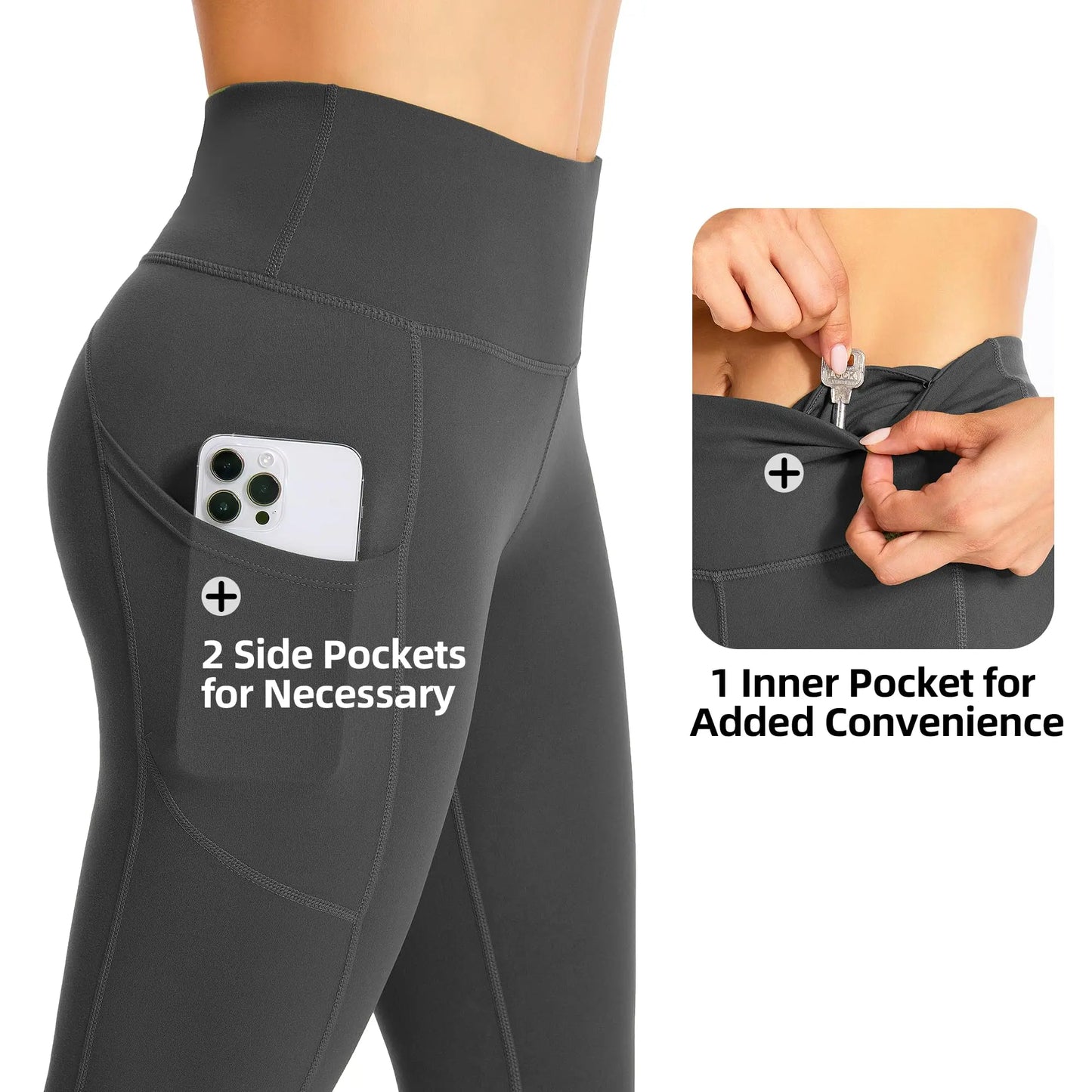 GymCope Leggings for Women with Tummy Control, 3 Pockets Yoga Pants, Non-See-Through Fabric for Yoga, Running, Gym The Champ Gear
