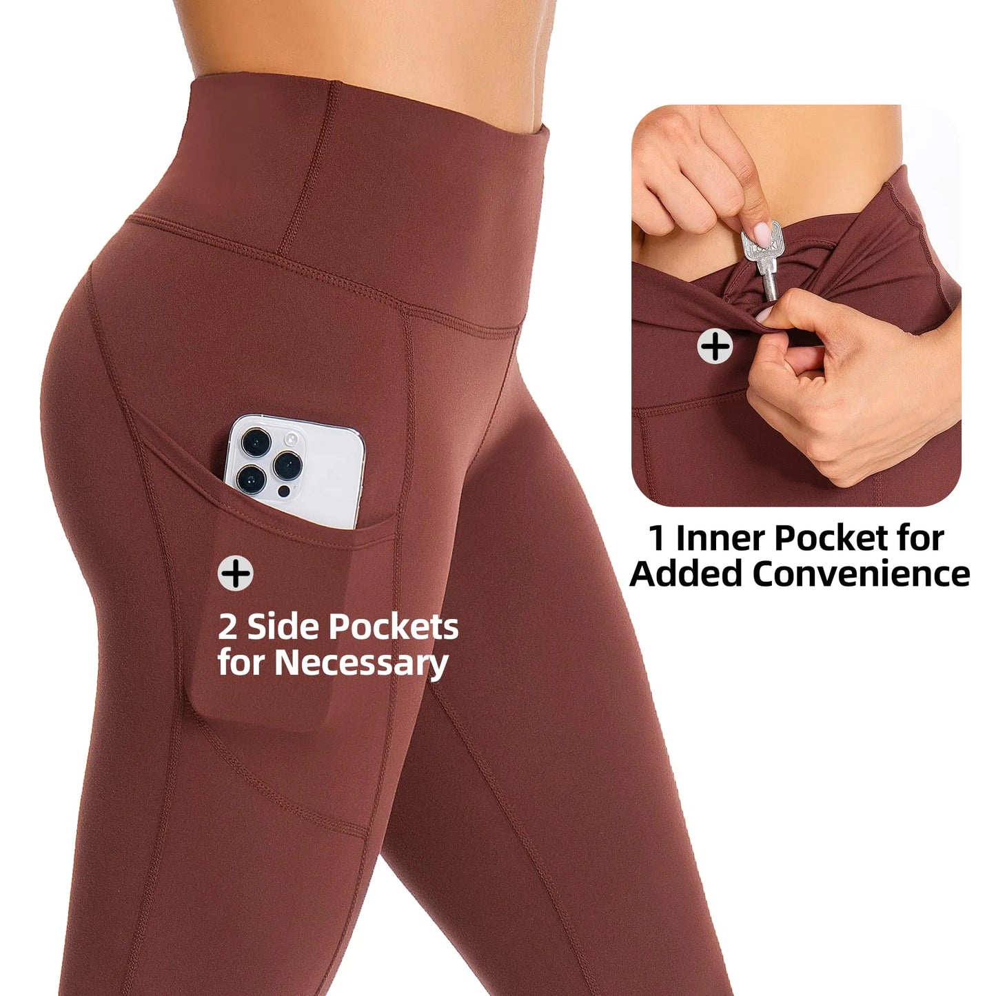 GymCope Leggings for Women with Tummy Control, 3 Pockets Yoga Pants, Non-See-Through Fabric for Yoga, Running, Gym The Champ Gear