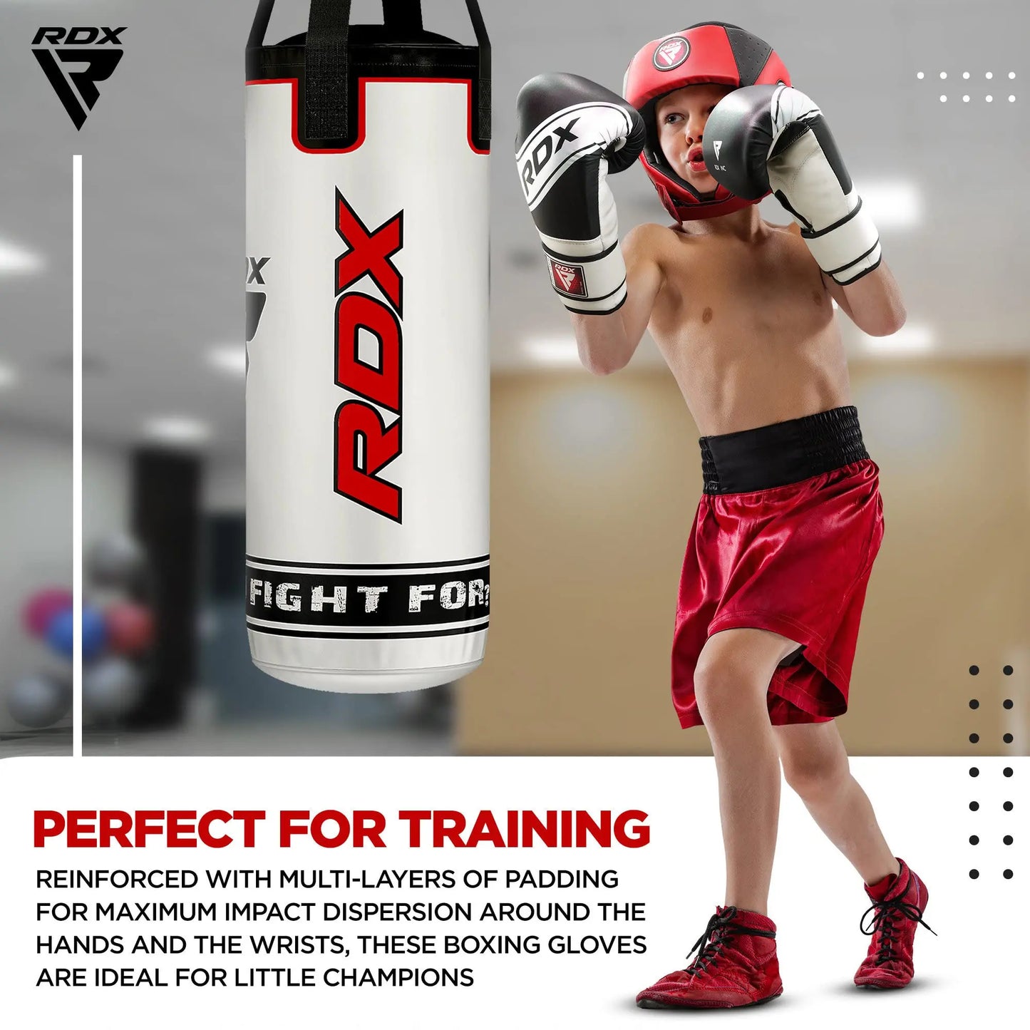 RDX Kids Punching Bag Set 2FT – Unfilled, Gloves & Mitts for MMA, Kickboxing - The Champ Gear