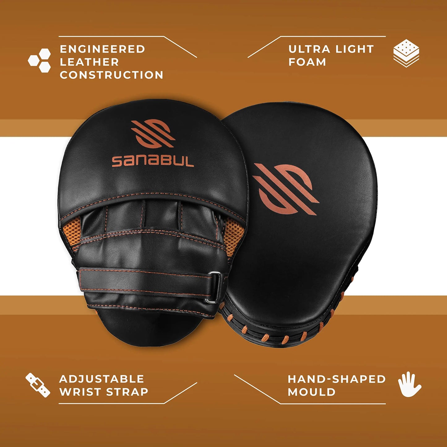 Sanabul Essential Curved Punching Mitts for Boxing, MMA Muay Thai Boxing Pads for Training, Punch Focus Mitts, Hand Pads Sparring Gear, Strike Shield The Champ Gear
