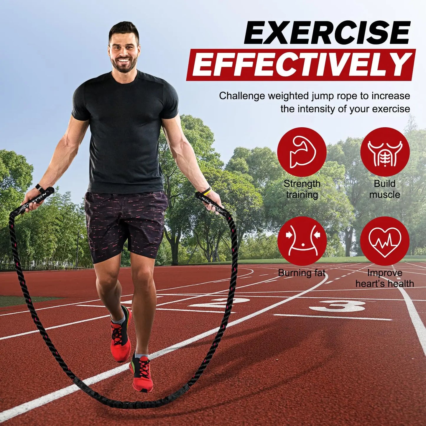 Jump Rope, Weighted Jump Ropes for Men women, 2.8lb 3.8lb 5lb Heavy Skipping Rope for Exercise, Adult Jumpropes for Home Workout, Boxing, Cardio, Improve Strength, Total Body Workout Equipment The Champ Gear
