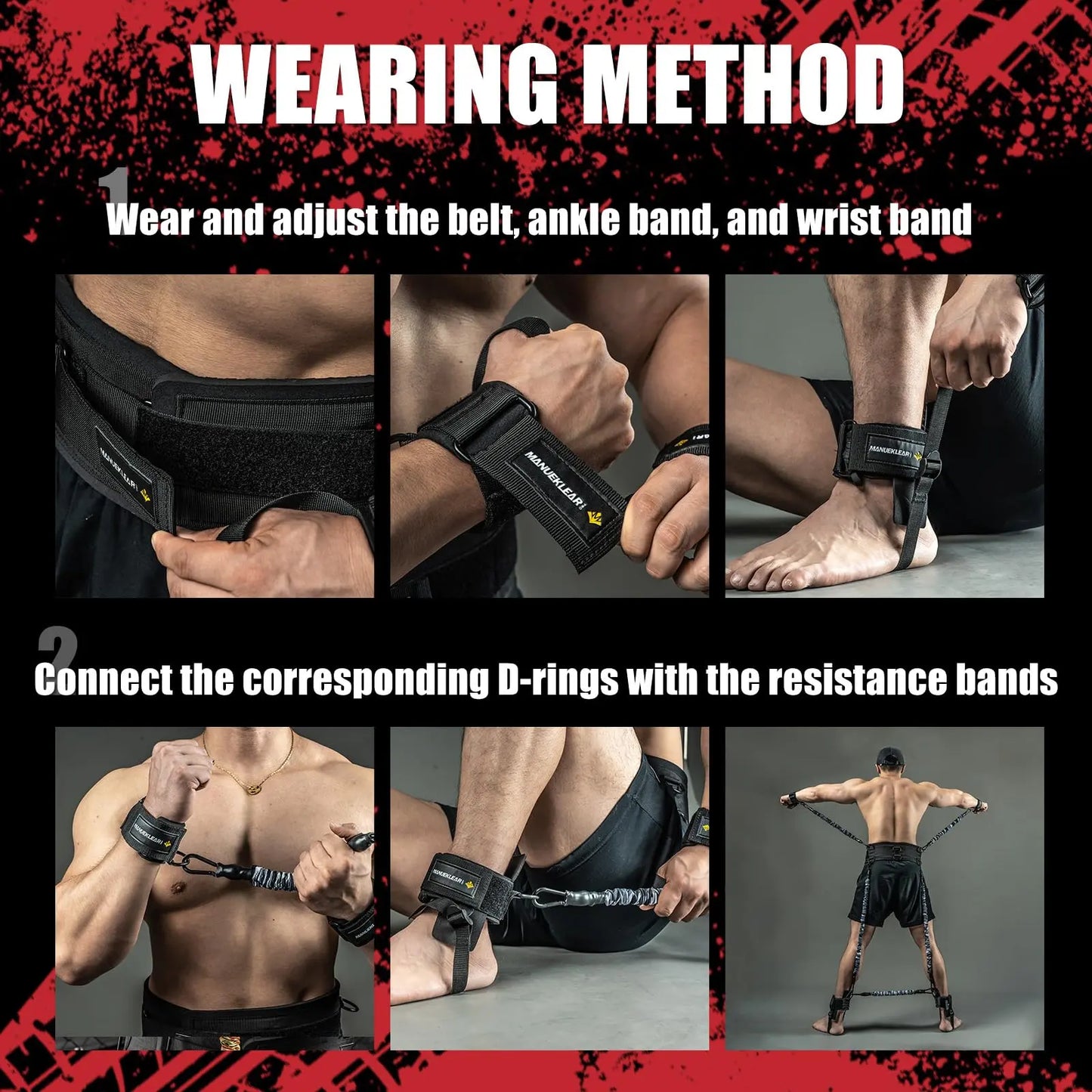 MANUEKLEAR Shadow Boxing Resistance Bands for MMA and Martial Arts, Three Resistance Levels of Full Body Resistance Bands for Boxing Fitness to Enhance Speed and Power The Champ Gear