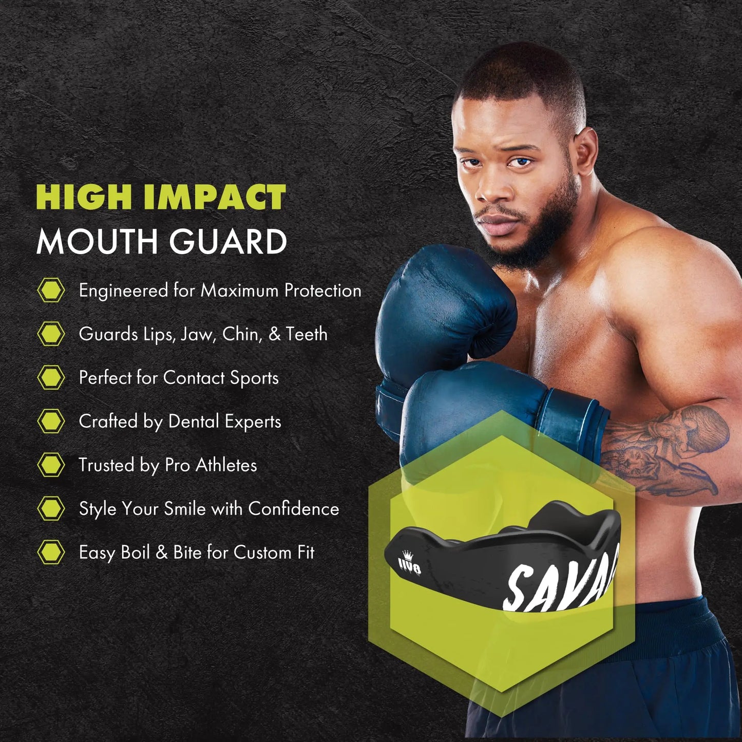 DAMAGE CONTROL High Impact Mouth Guard, Mouthguards for Sports, Boxing, Roller Derby, Hockey, Lacrosse Mouth Guard, Mouth Guards with Ultra Fit and Protection Against Shock The Champ Gear