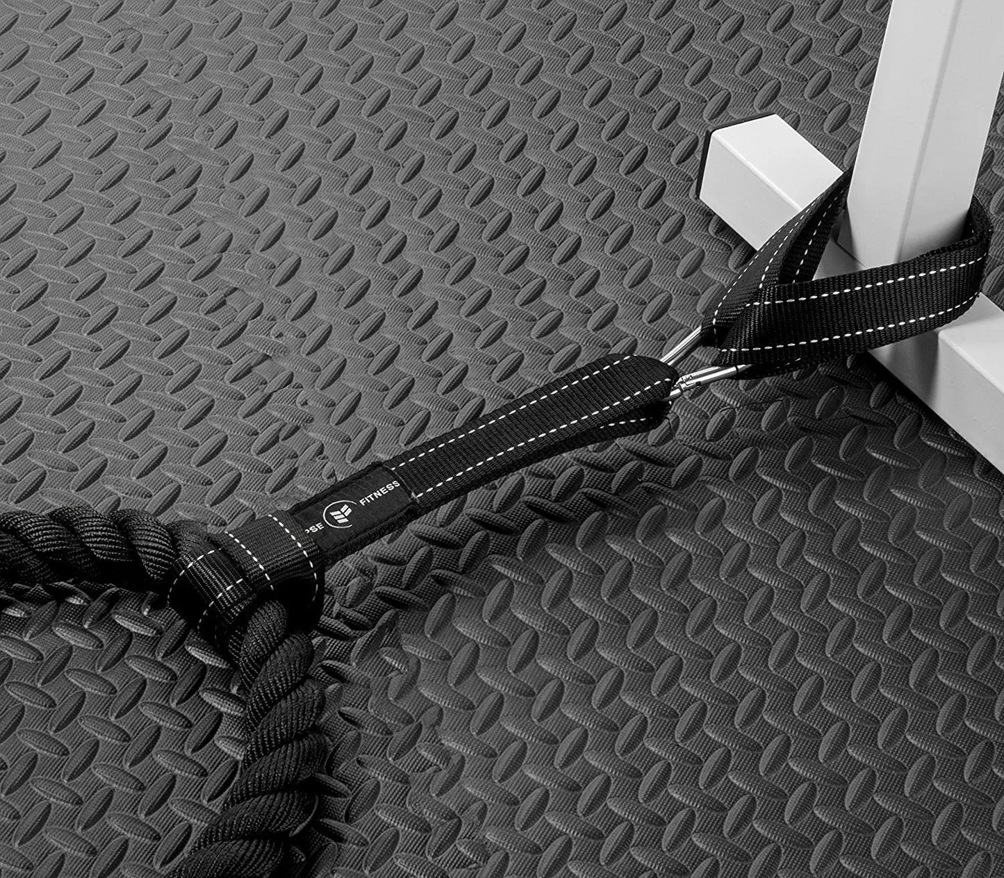 Battle Rope Anchor Strap Kit | Heavy Duty Reinforced Nylon | Easy and Fast Setup | Stops Rope Damage | Stainless Steel Carabiner | Includes Exercise Guide | The Champ Gear