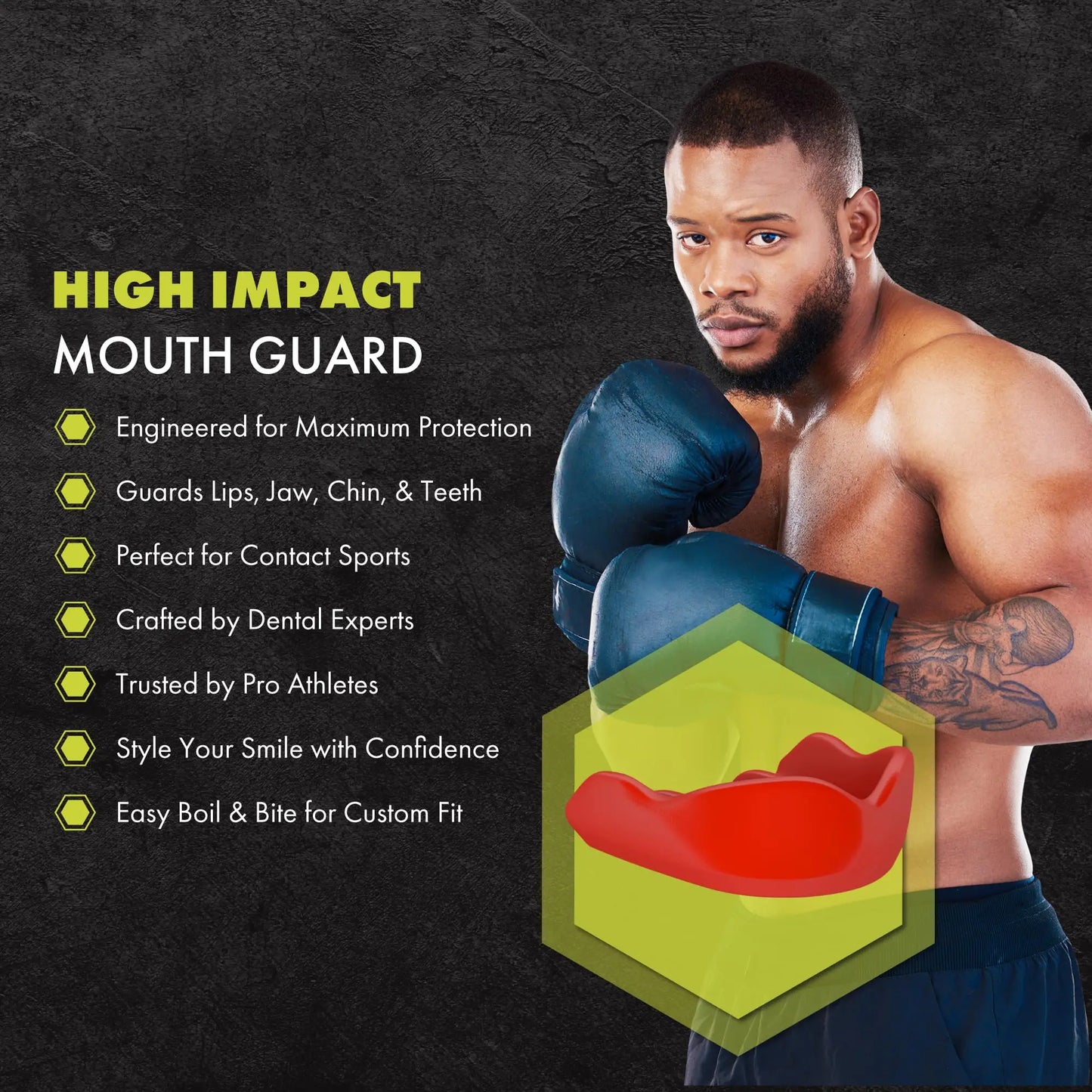 DAMAGE CONTROL High Impact Mouth Guard, Mouthguards for Sports, Boxing, Roller Derby, Hockey, Lacrosse Mouth Guard, Mouth Guards with Ultra Fit and Protection Against Shock The Champ Gear
