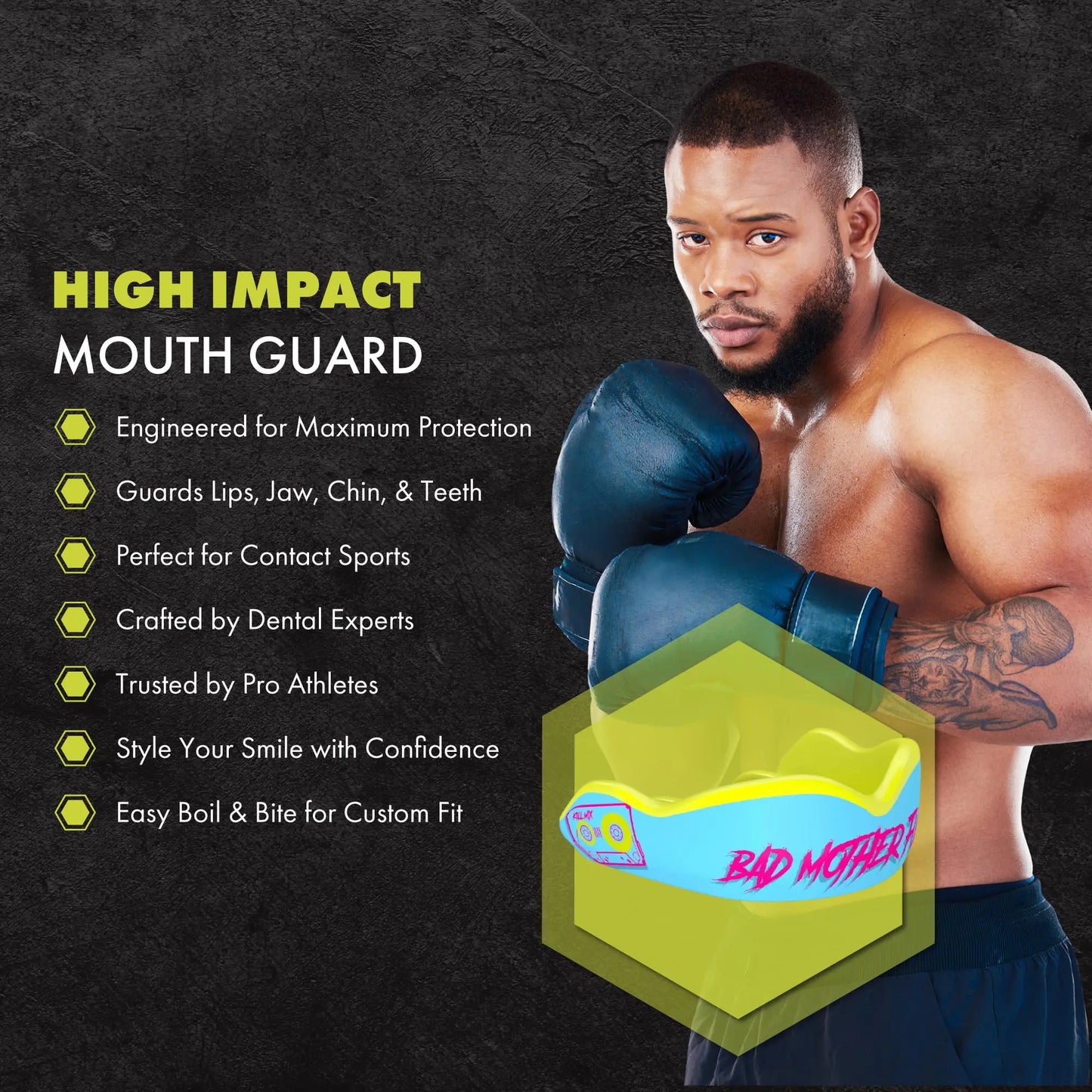 DAMAGE CONTROL High Impact Mouth Guard, Mouthguards for Sports, Boxing, Roller Derby, Hockey, Lacrosse Mouth Guard, Mouth Guards with Ultra Fit and Protection Against Shock The Champ Gear