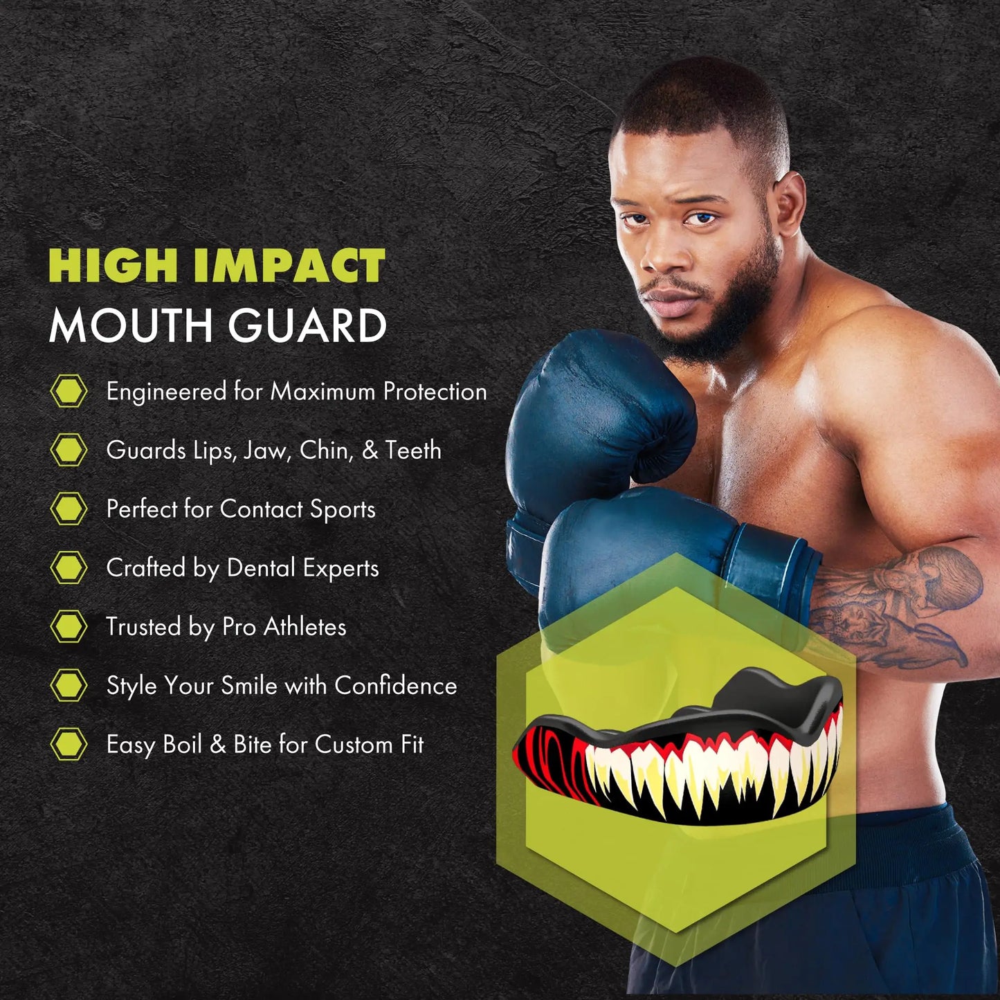 DAMAGE CONTROL High Impact Mouth Guard, Mouthguards for Sports, Boxing, Roller Derby, Hockey, Lacrosse Mouth Guard, Mouth Guards with Ultra Fit and Protection Against Shock The Champ Gear
