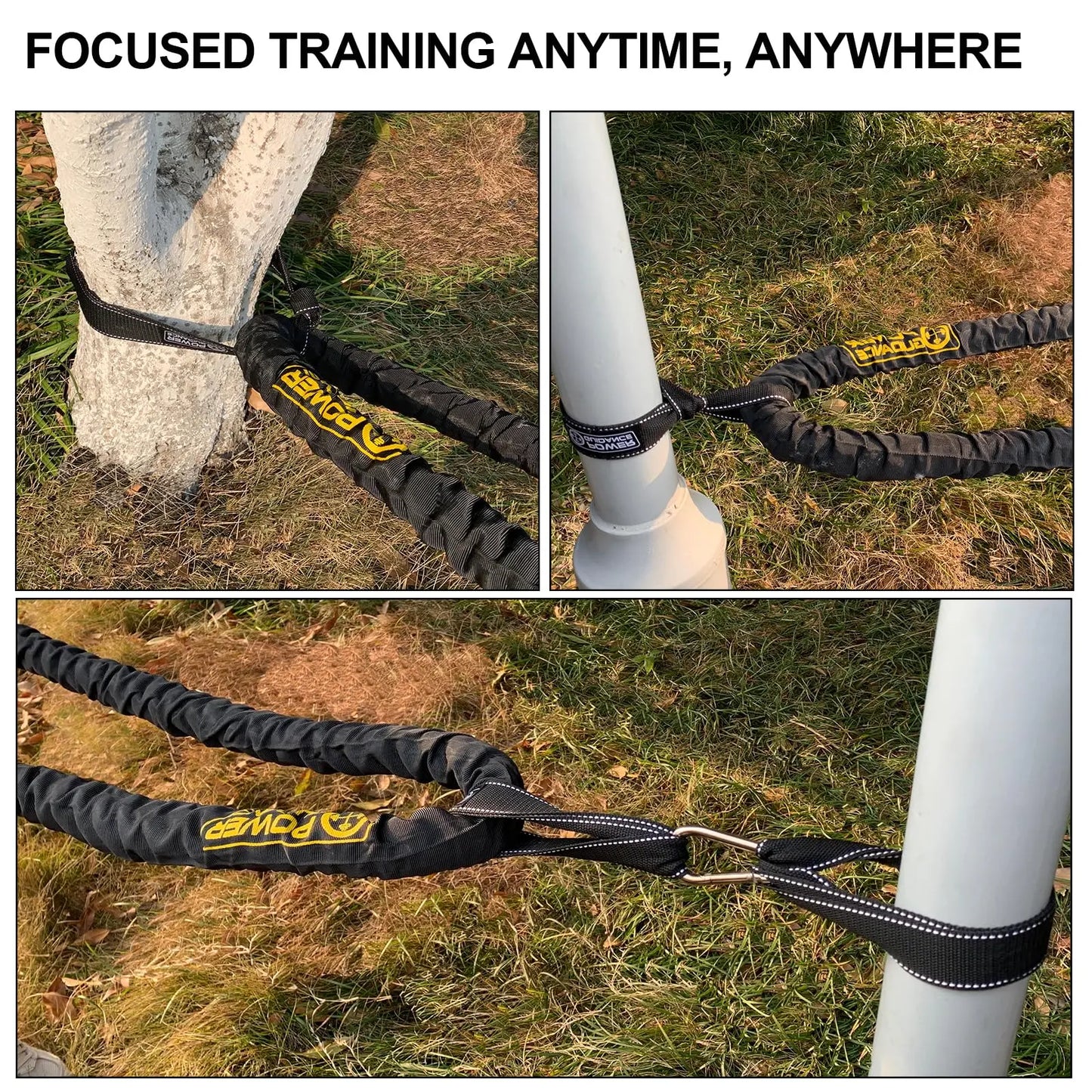 POWER GUIDANCE Battle Rope - 3.8cm Width Poly Dacron 9m Length Exercise Undulation Ropes - GYM Muscle Toning Metabolic Workout Fitness Exercise(1.5'' 30FT Length) The Champ Gear
