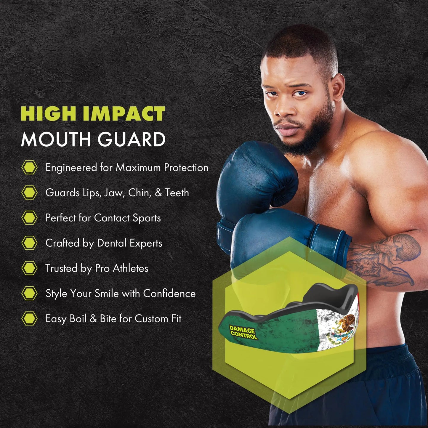DAMAGE CONTROL High Impact Mouth Guard, Mouthguards for Sports, Boxing, Roller Derby, Hockey, Lacrosse Mouth Guard, Mouth Guards with Ultra Fit and Protection Against Shock The Champ Gear