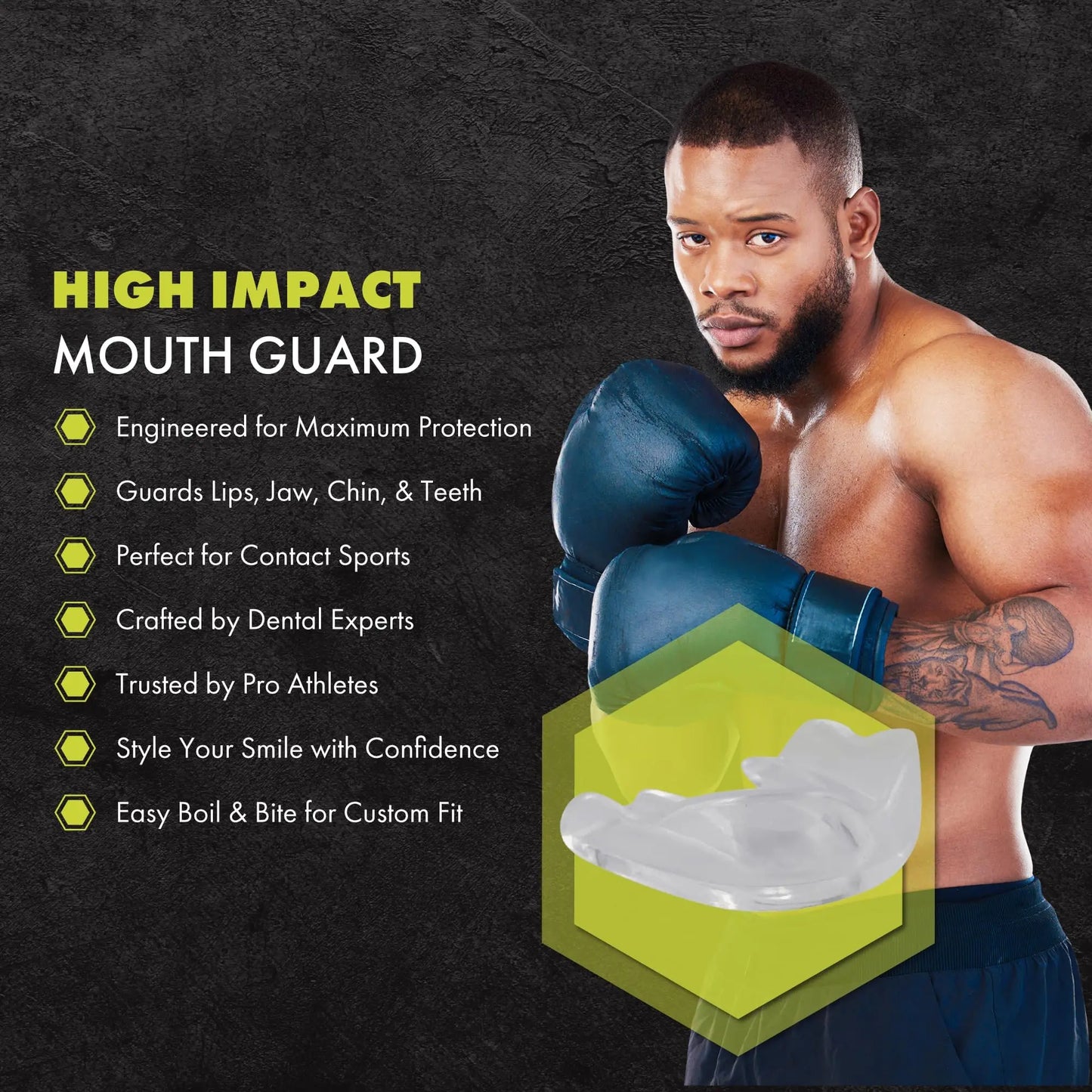 DAMAGE CONTROL High Impact Mouth Guard, Mouthguards for Sports, Boxing, Roller Derby, Hockey, Lacrosse Mouth Guard, Mouth Guards with Ultra Fit and Protection Against Shock The Champ Gear