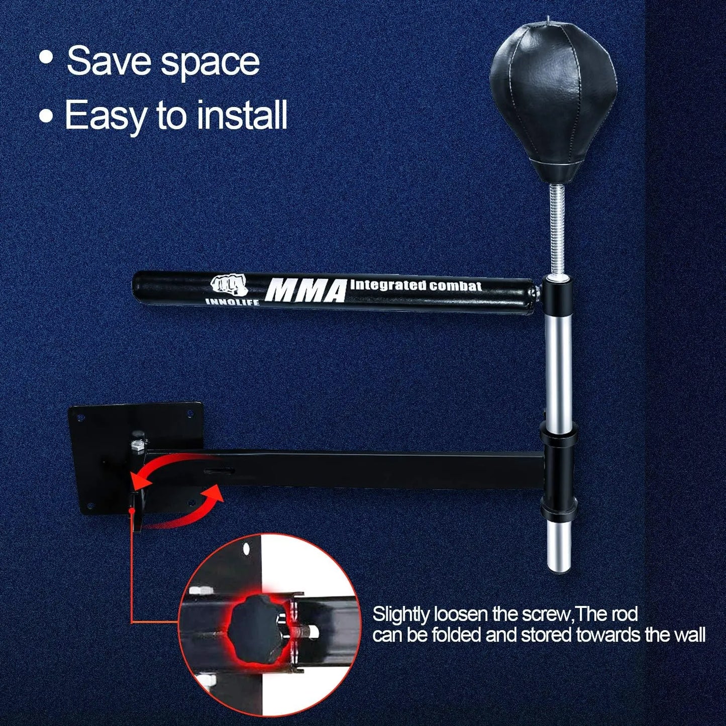 Innolife Wall Mount MMA Boxing Bar, Boxing Speed Trainer, Punching Spinning Bar Boxing Equipment for Home Gym The Champ Gear