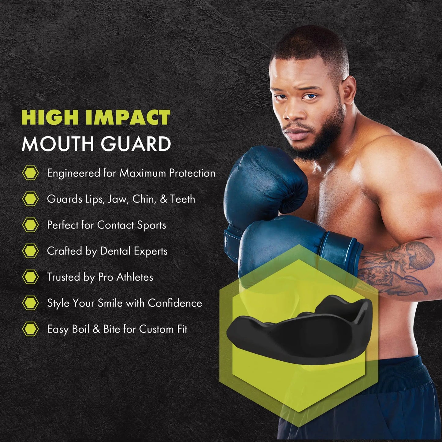 DAMAGE CONTROL High Impact Mouth Guard, Mouthguards for Sports, Boxing, Roller Derby, Hockey, Lacrosse Mouth Guard, Mouth Guards with Ultra Fit and Protection Against Shock The Champ Gear