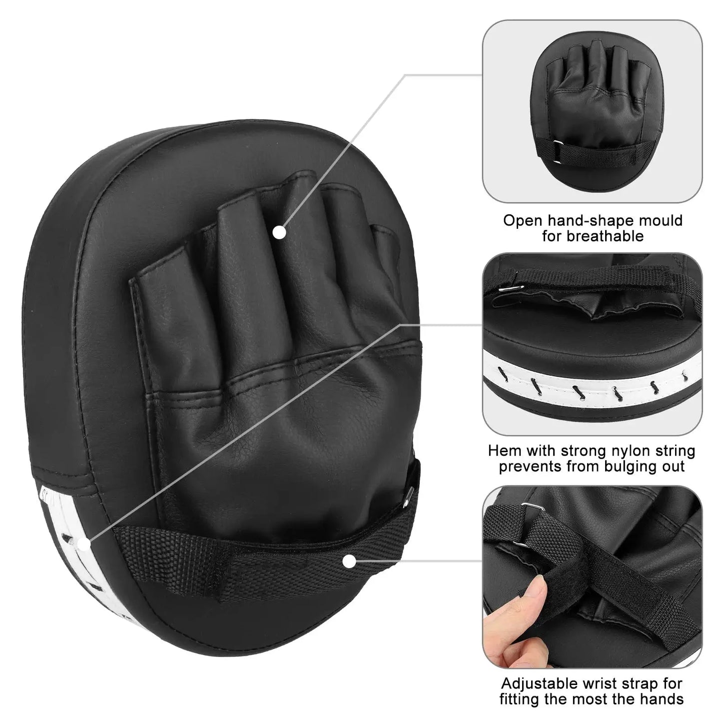 2Pcs Boxing Mitts, MMA Punching Boxing Training Hand Pads PU Leather Punching Kicking Palm Pads Training Boxing Target Pad, Ideal for Karate, Muay Thai Kick, Sparring