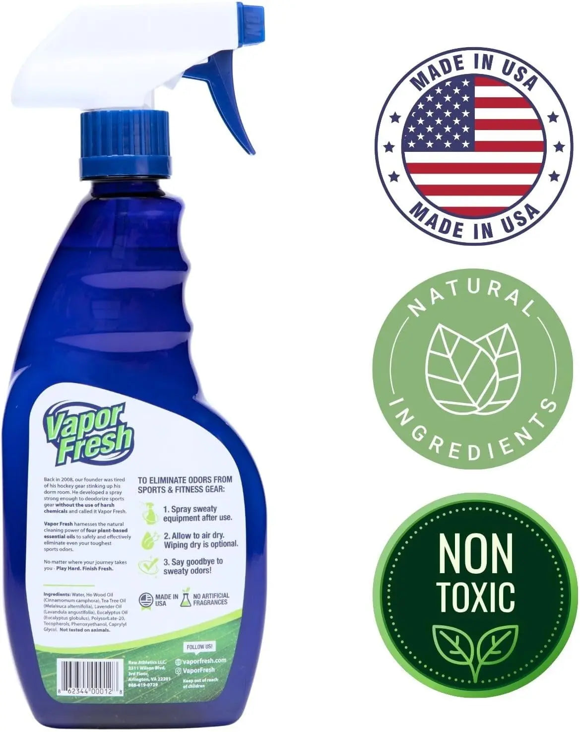 Sports Cleaner and Deodorizer - Sports Gear Odor Eliminator, Boxing Glove Deodorizer, Gym Equipment Spray, Natural and Plant Based, 16 Fl Oz (1-Pack)