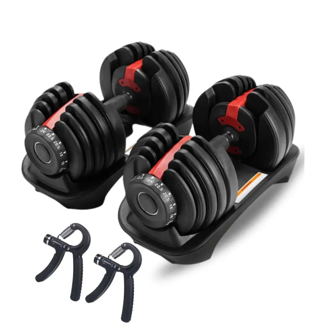IMFit 5lb-52.5lb Adjustable Dumbbells [ Single/Set of 2 (Free Hand Grip)] [All-in-one (33Lbs, 55Lbs)] Weight Adjusts from 5 to 52.5 lbs, 15 Adjustable Weight Settings, Space Efficient Compact Design, Easily Switch Exercises | Dumbell Set for Fitness and H The Champ Gear
