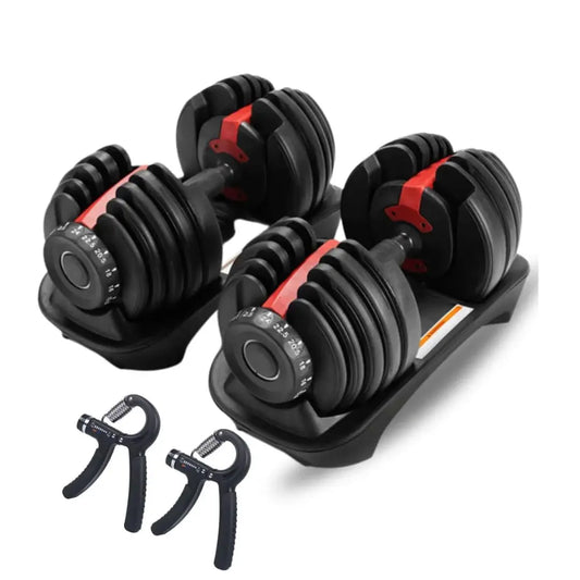 IMFit 5lb-52.5lb Adjustable Dumbbells [ Single/Set of 2 (Free Hand Grip)] [All-in-one (33Lbs, 55Lbs)] Weight Adjusts from 5 to 52.5 lbs, 15 Adjustable Weight Settings, Space Efficient Compact Design, Easily Switch Exercises | Dumbell Set for Fitness and H The Champ Gear