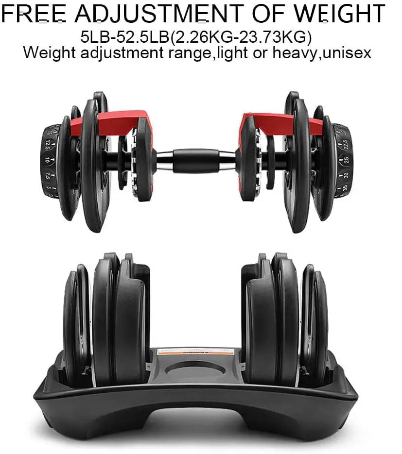 IMFit 5lb-52.5lb Adjustable Dumbbells [ Single/Set of 2 (Free Hand Grip)] [All-in-one (33Lbs, 55Lbs)] Weight Adjusts from 5 to 52.5 lbs, 15 Adjustable Weight Settings, Space Efficient Compact Design, Easily Switch Exercises | Dumbell Set for Fitness and H The Champ Gear