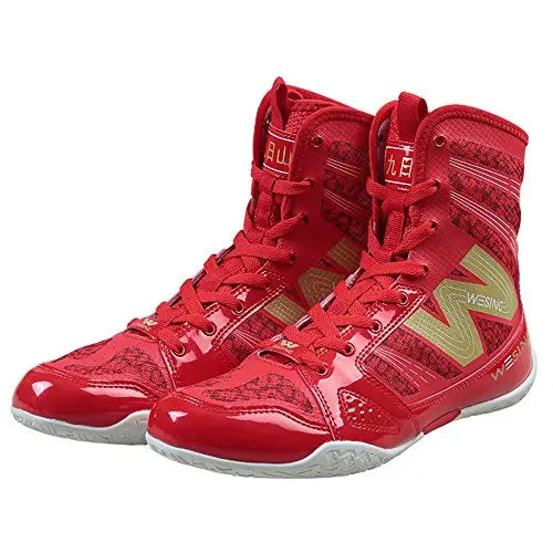 wesing Boxing Shoes Kickboxing Footwears Training High-top Ankle Boot Shoes with Large Size The Champ Gear