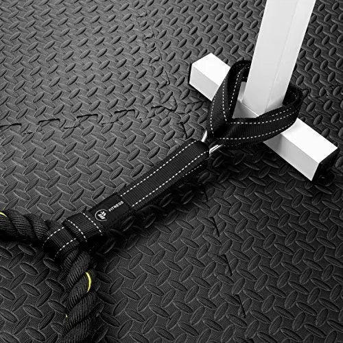 Battle Rope Anchor Strap Kit | Heavy Duty Reinforced Nylon | Easy and Fast Setup | Stops Rope Damage | Stainless Steel Carabiner | Includes Exercise Guide | The Champ Gear