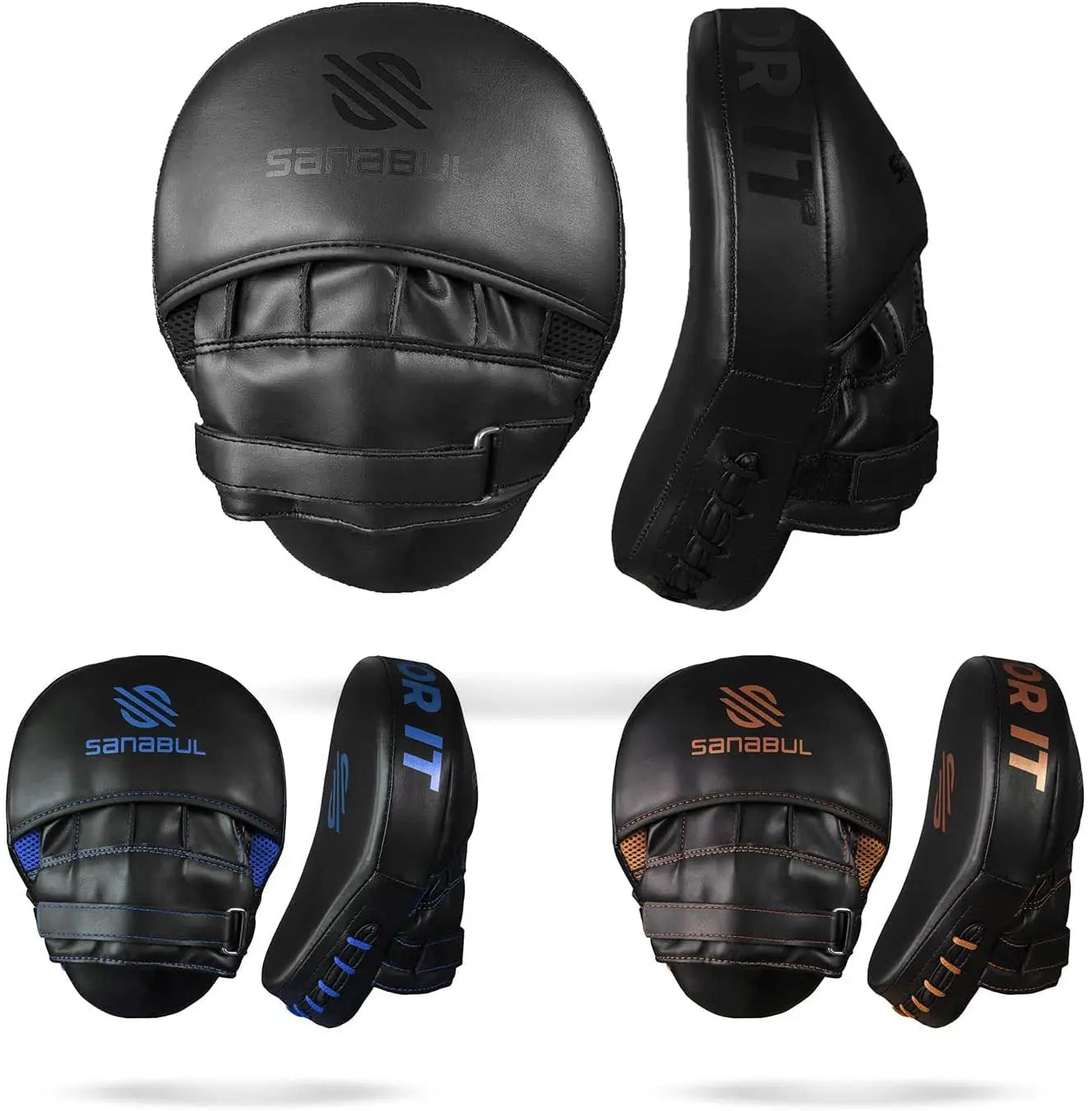 Sanabul Essential Curved Punching Mitts for Boxing, MMA Muay Thai Boxing Pads for Training, Punch Focus Mitts, Hand Pads Sparring Gear, Strike Shield The Champ Gear
