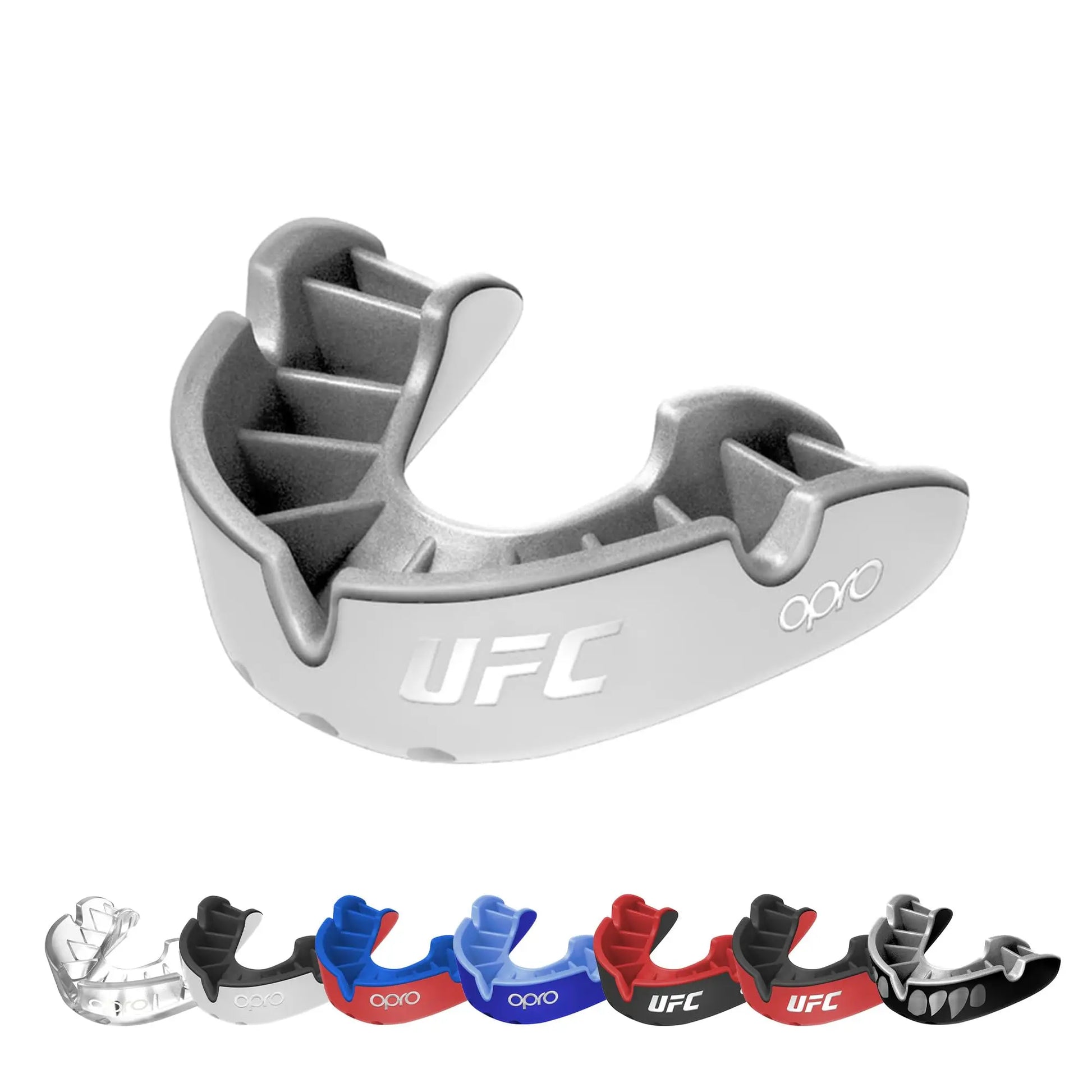 OPRO Silver Level Jawz Adult and Youth Sports Mouthguard With Case, Gum Shield Featuring Revolutionary Fitting Technology for Hockey, Rugby, Boxing MMA, BJJ, Karate, Judo, UFC (Black/Silver, Adult) The Champ Gear