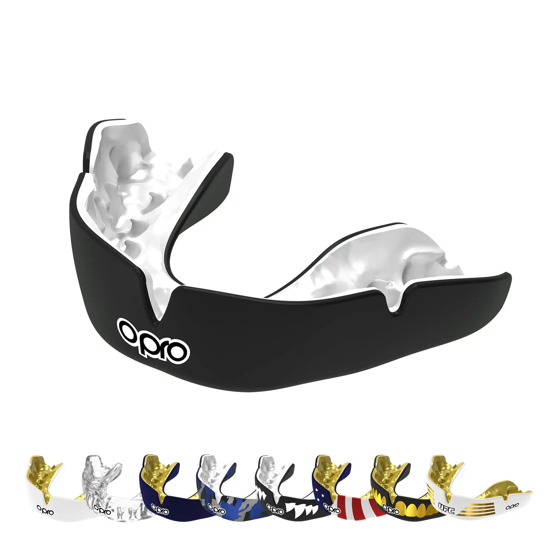 OPRO Instant Custom-Fit Sports Mouth Guard, Revolutionary Fitting Technology for Ultimate Comfort, Protection & Fit, Gum Shield, Dentist Mouthguard for Rugby, Boxing, Hockey, MMA (Gold Teeth, Adult) The Champ Gear