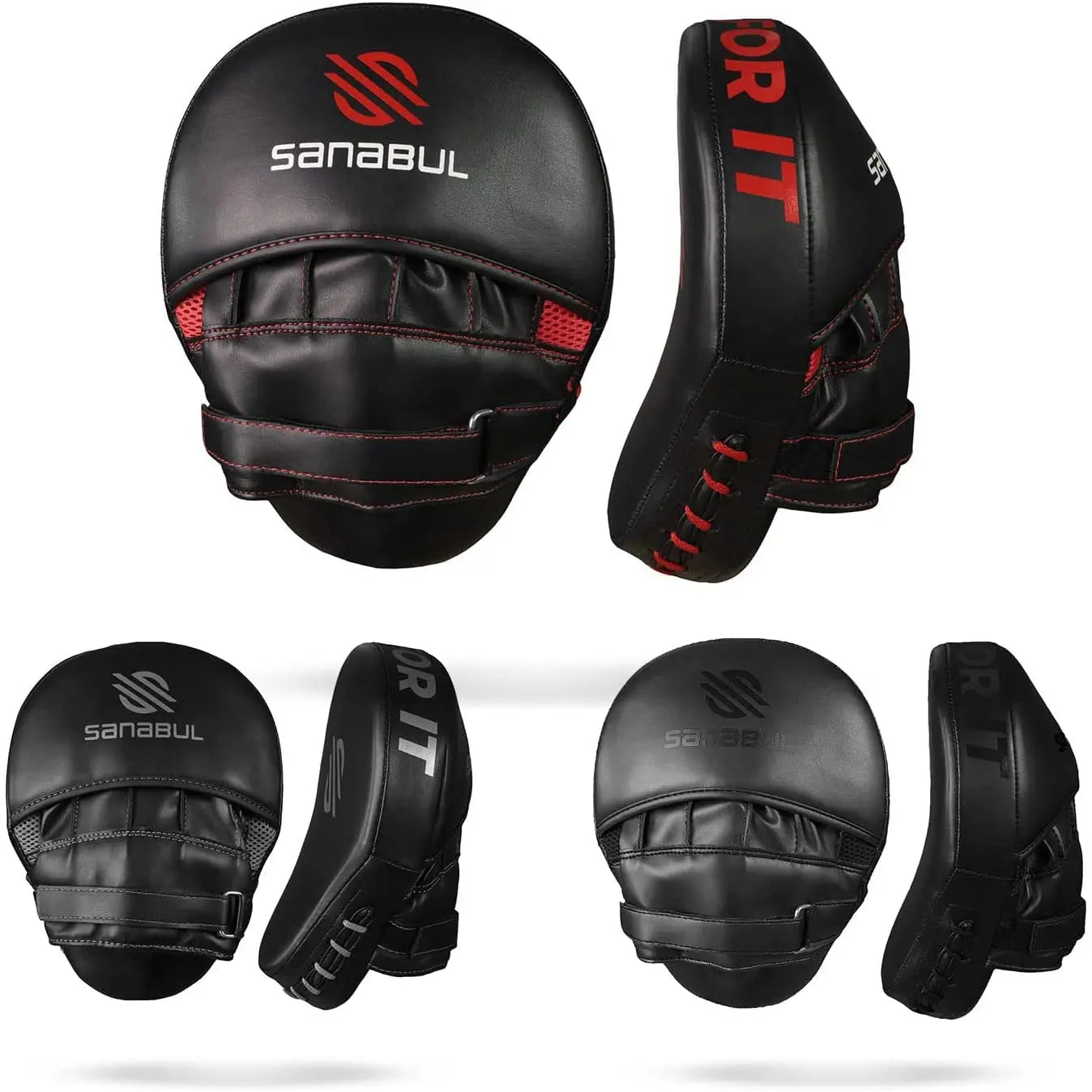 Sanabul Essential Curved Punching Mitts for Boxing, MMA Muay Thai Boxing Pads for Training, Punch Focus Mitts, Hand Pads Sparring Gear, Strike Shield The Champ Gear