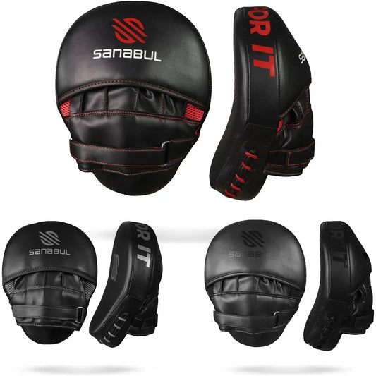 Sanabul Essential Curved Punching Mitts for Boxing, MMA Muay Thai Boxing Pads for Training, Punch Focus Mitts, Hand Pads Sparring Gear, Strike Shield The Champ Gear