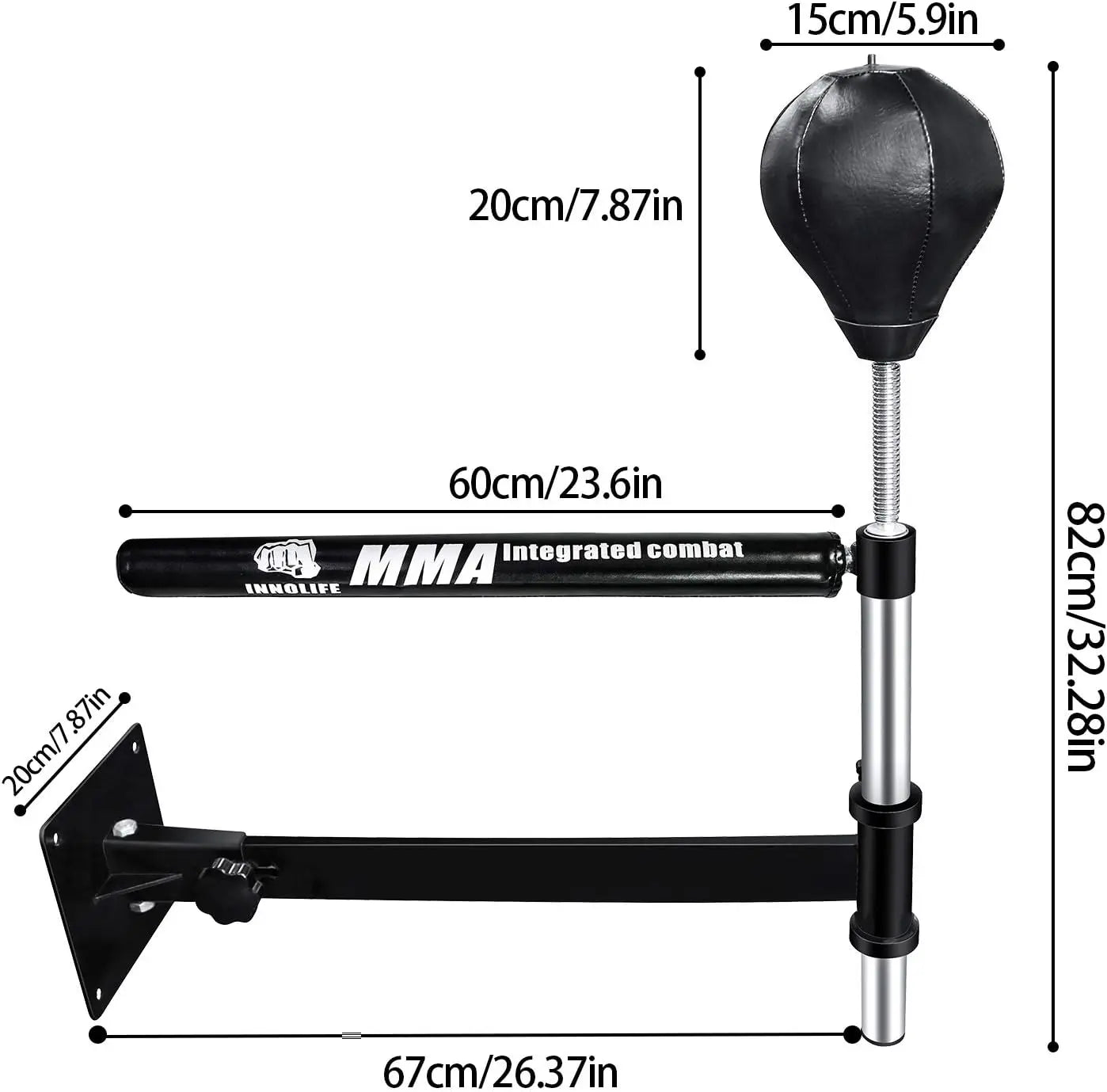 Innolife Wall Mount MMA Boxing Bar, Boxing Speed Trainer, Punching Spinning Bar Boxing Equipment for Home Gym The Champ Gear