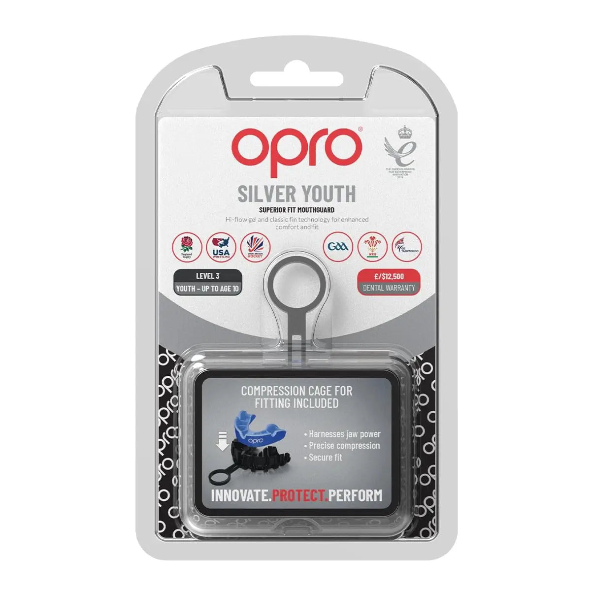 OPRO Silver Level Jawz Adult and Youth Sports Mouthguard With Case, Gum Shield Featuring Revolutionary Fitting Technology for Hockey, Rugby, Boxing MMA, BJJ, Karate, Judo, UFC (Black/Silver, Adult) The Champ Gear