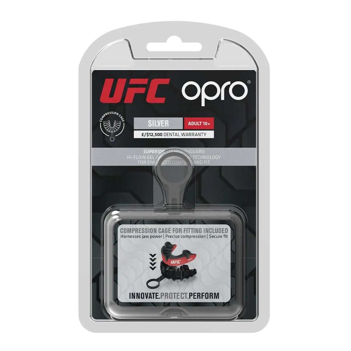 OPRO Silver Level Jawz Adult and Youth Sports Mouthguard With Case, Gum Shield Featuring Revolutionary Fitting Technology for Hockey, Rugby, Boxing MMA, BJJ, Karate, Judo, UFC (Black/Silver, Adult) The Champ Gear