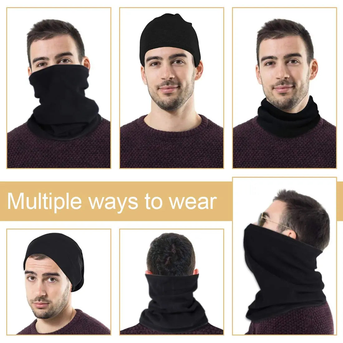 KGC 2 Pack Winter Neck Warmer Gaiter,Soft Fleece Windproof Face Cover Mask Scarf Bandana for Men & Women Outdoor Sports The Champ Gear