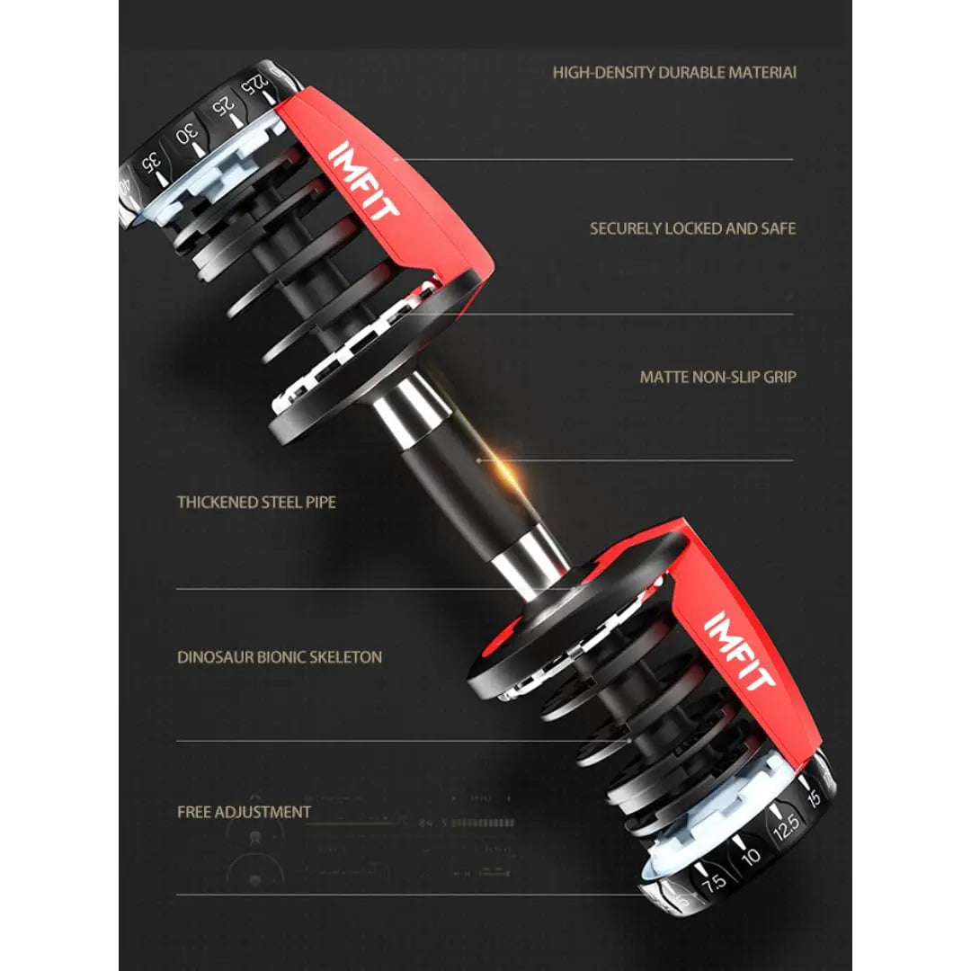 IMFit 5lb-52.5lb Adjustable Dumbbells [ Single/Set of 2 (Free Hand Grip)] [All-in-one (33Lbs, 55Lbs)] Weight Adjusts from 5 to 52.5 lbs, 15 Adjustable Weight Settings, Space Efficient Compact Design, Easily Switch Exercises | Dumbell Set for Fitness and H The Champ Gear