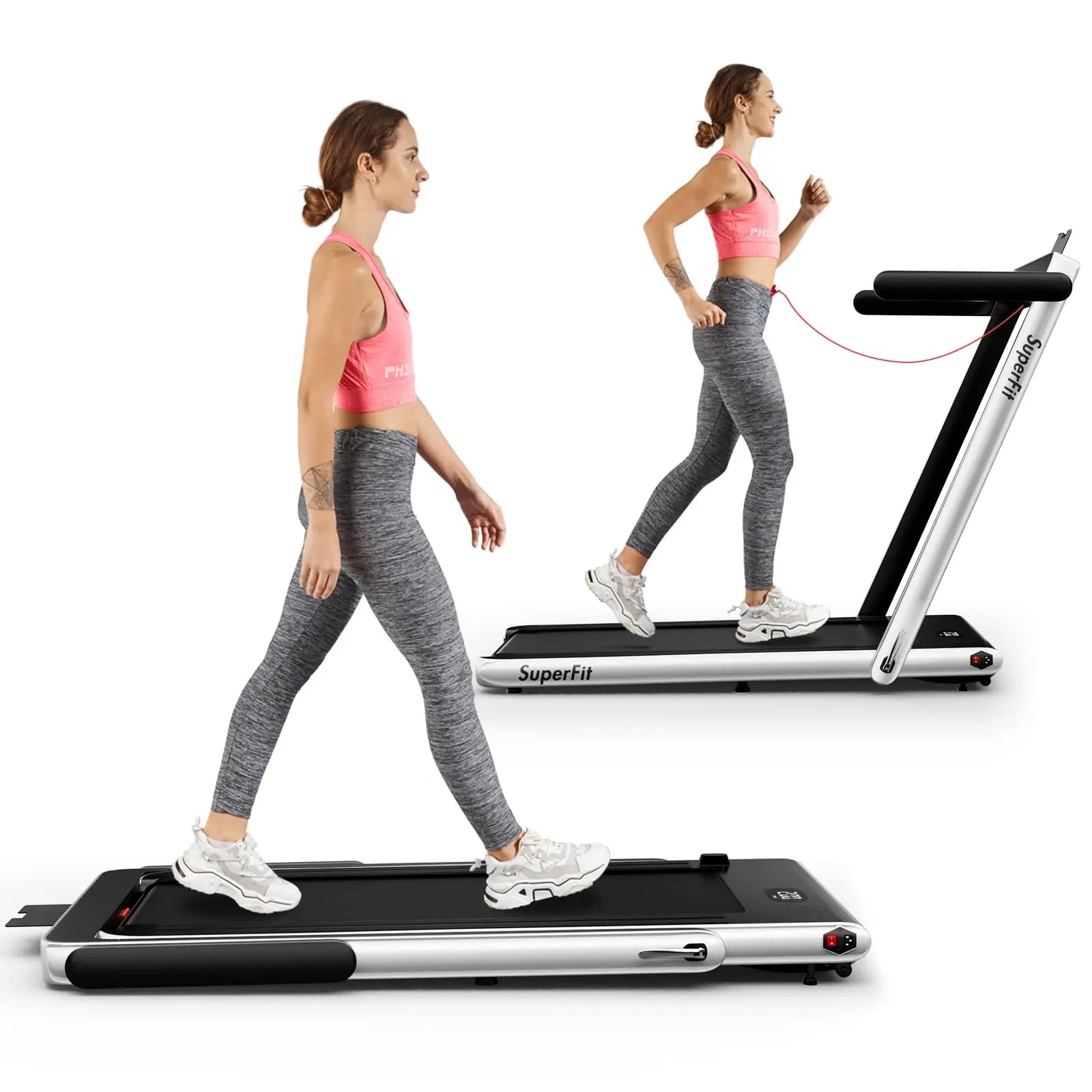 Goplus 2 in 1 Folding Treadmill, 2.25HP Under Desk Electric Treadmill, Installation-Free with Bluetooth Speaker, Remote Control and LED Display, Walking Jogging for Home Office Use The Champ Gear