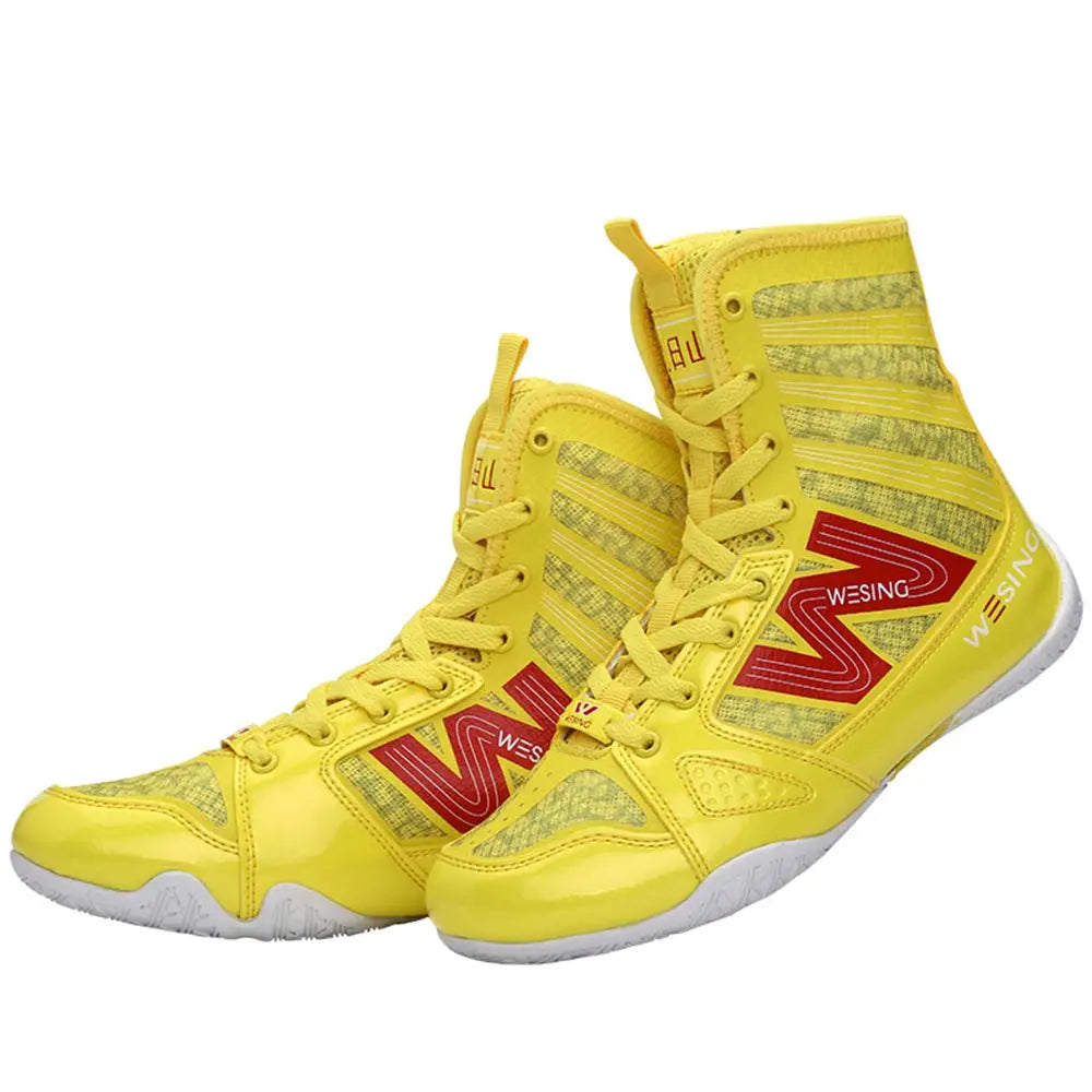 wesing Boxing Shoes Kickboxing Footwears Training High-top Ankle Boot Shoes with Large Size The Champ Gear