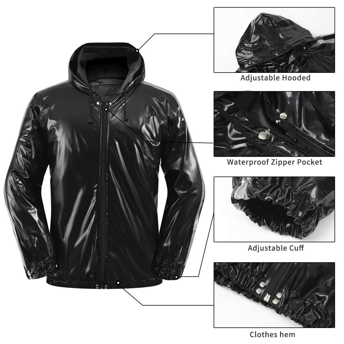 REEDBEEK Anti-Rip Sauna Suit Weight Loss Sweat Suit with Hood Boxing Training Gym Jacket Top Pant Workout Men and Women The Champ Gear