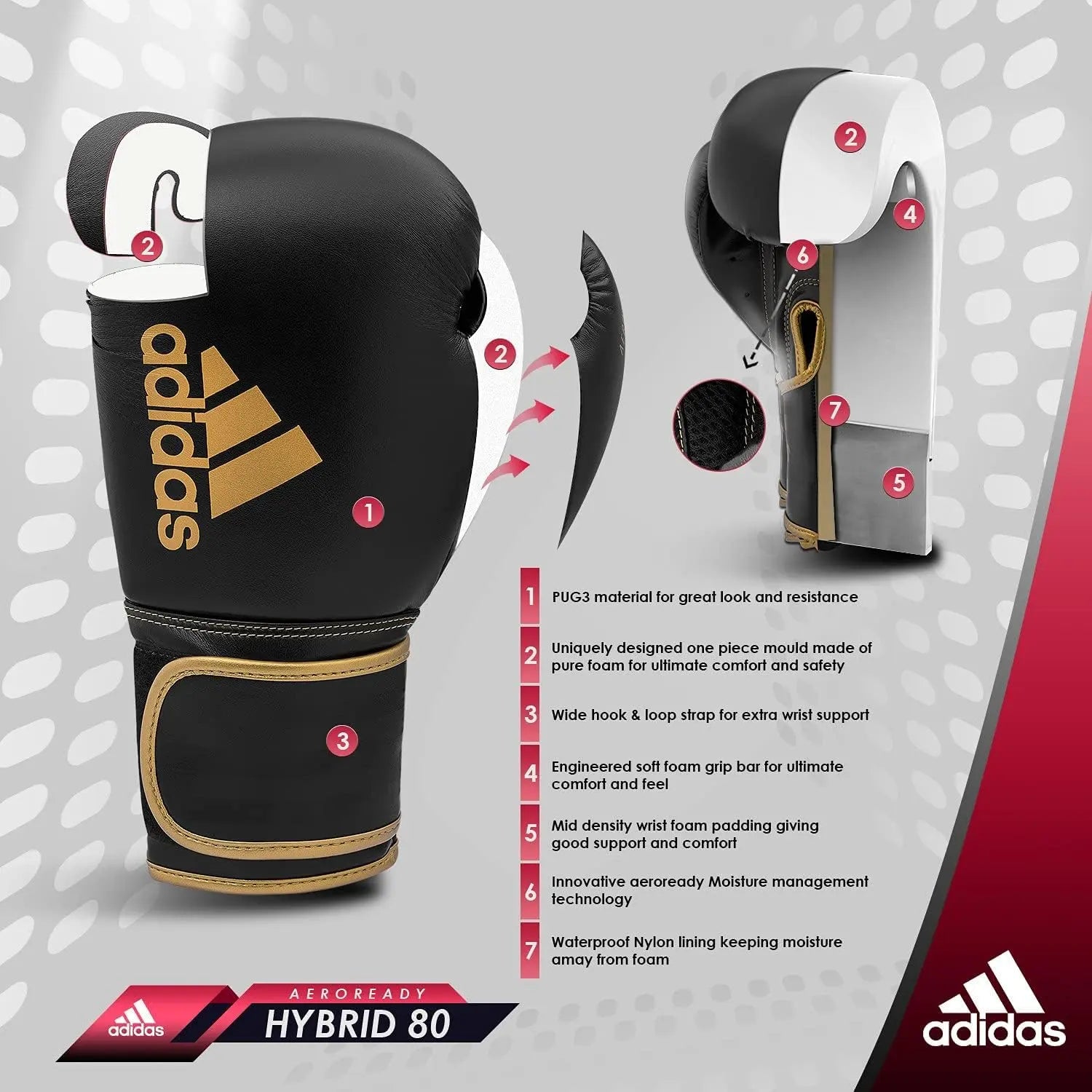 Adidas Boxing Gloves - Hybrid 80 - for Boxing, Kickboxing, MMA, Bag, Training & Fitness - Boxing Gloves for Men, Women & Kids The Champ Gear